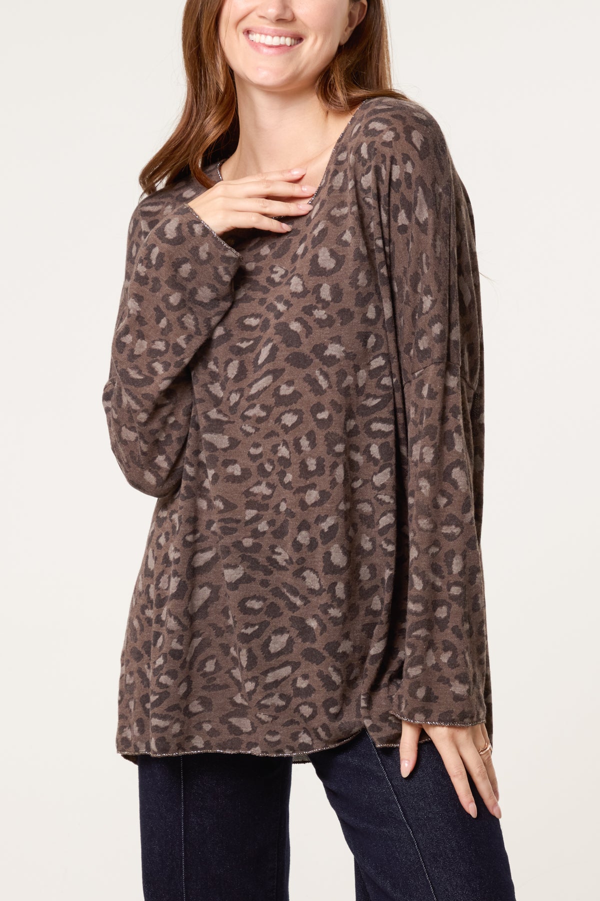 Leopard Print Fine Knit Jumper