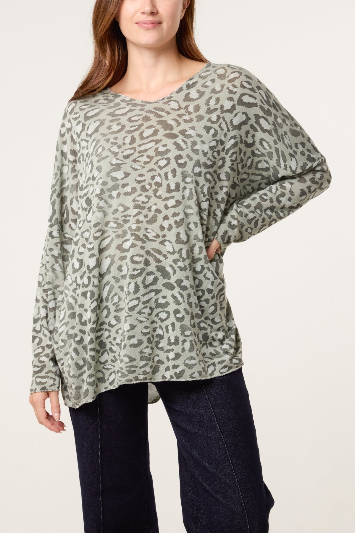 Leopard Print Fine Knit Jumper