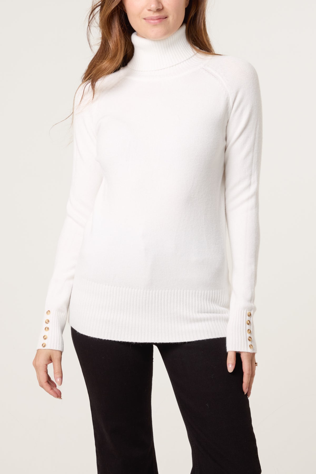 Roll Neck Button Cuff Jumper