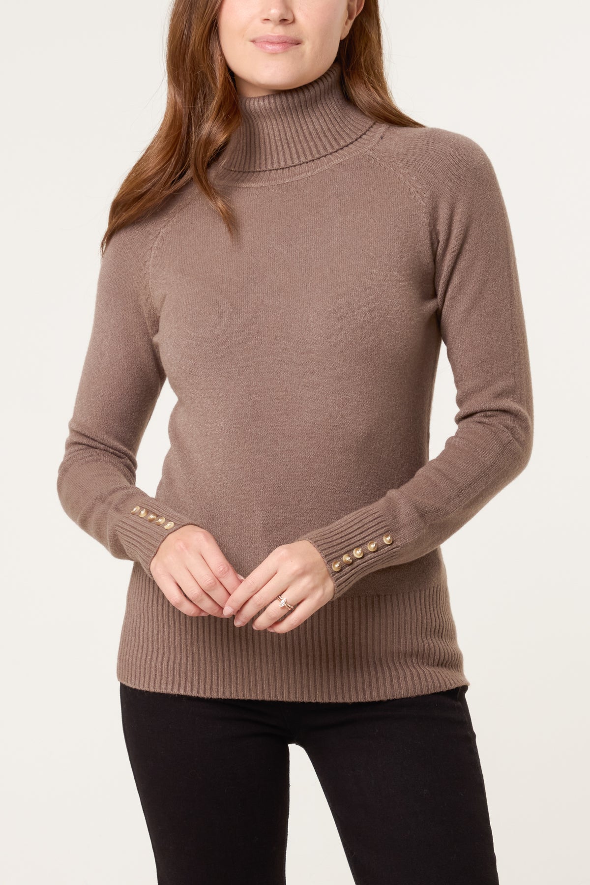 Roll Neck Button Cuff Jumper