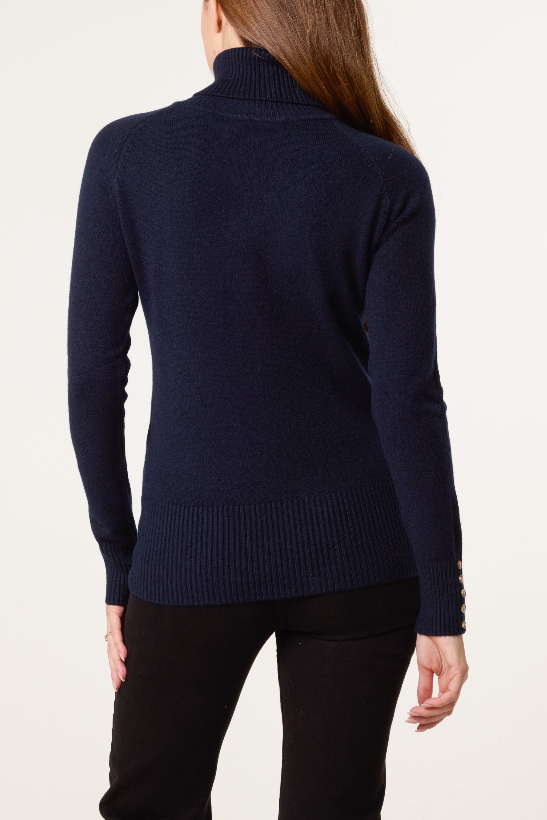Roll Neck Button Cuff Jumper