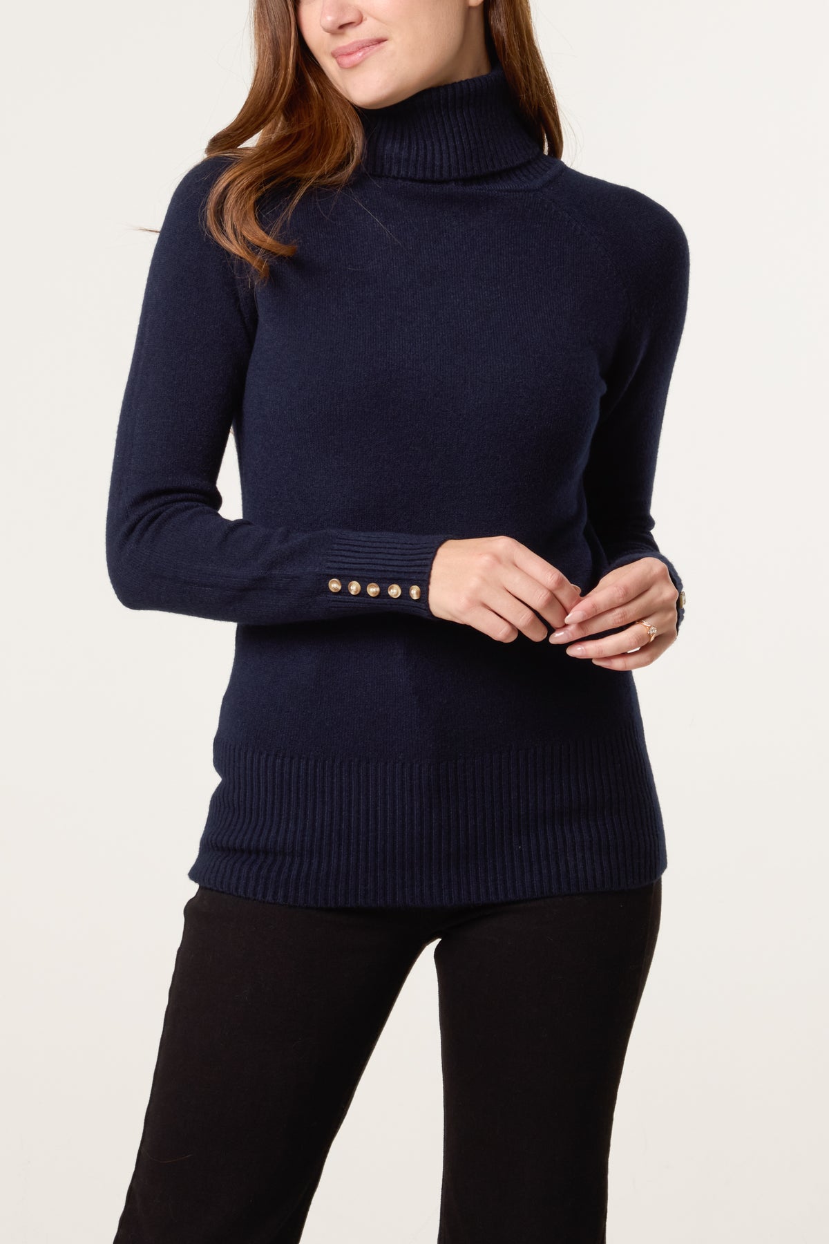 Roll Neck Button Cuff Jumper