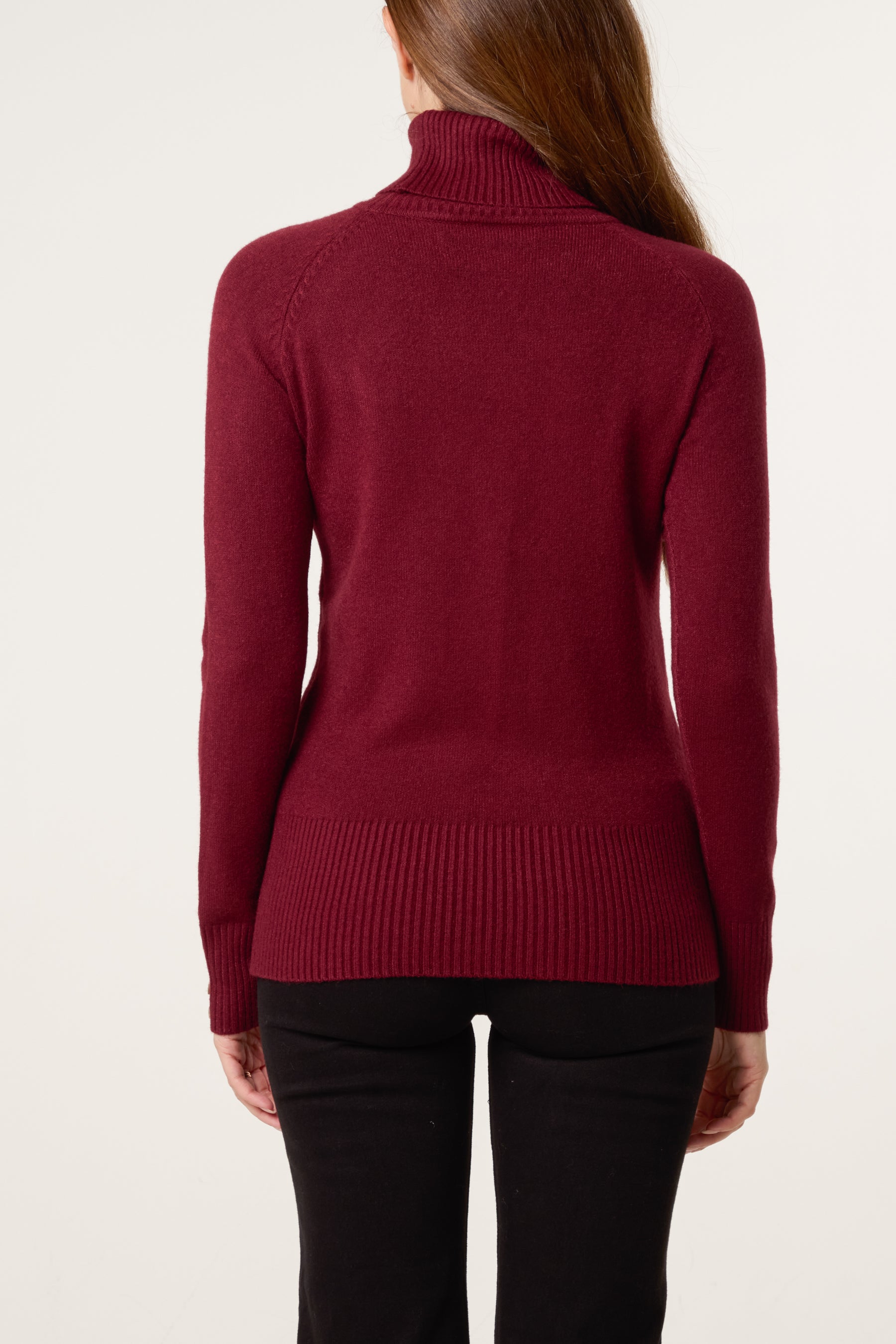 Roll Neck Button Cuff Jumper