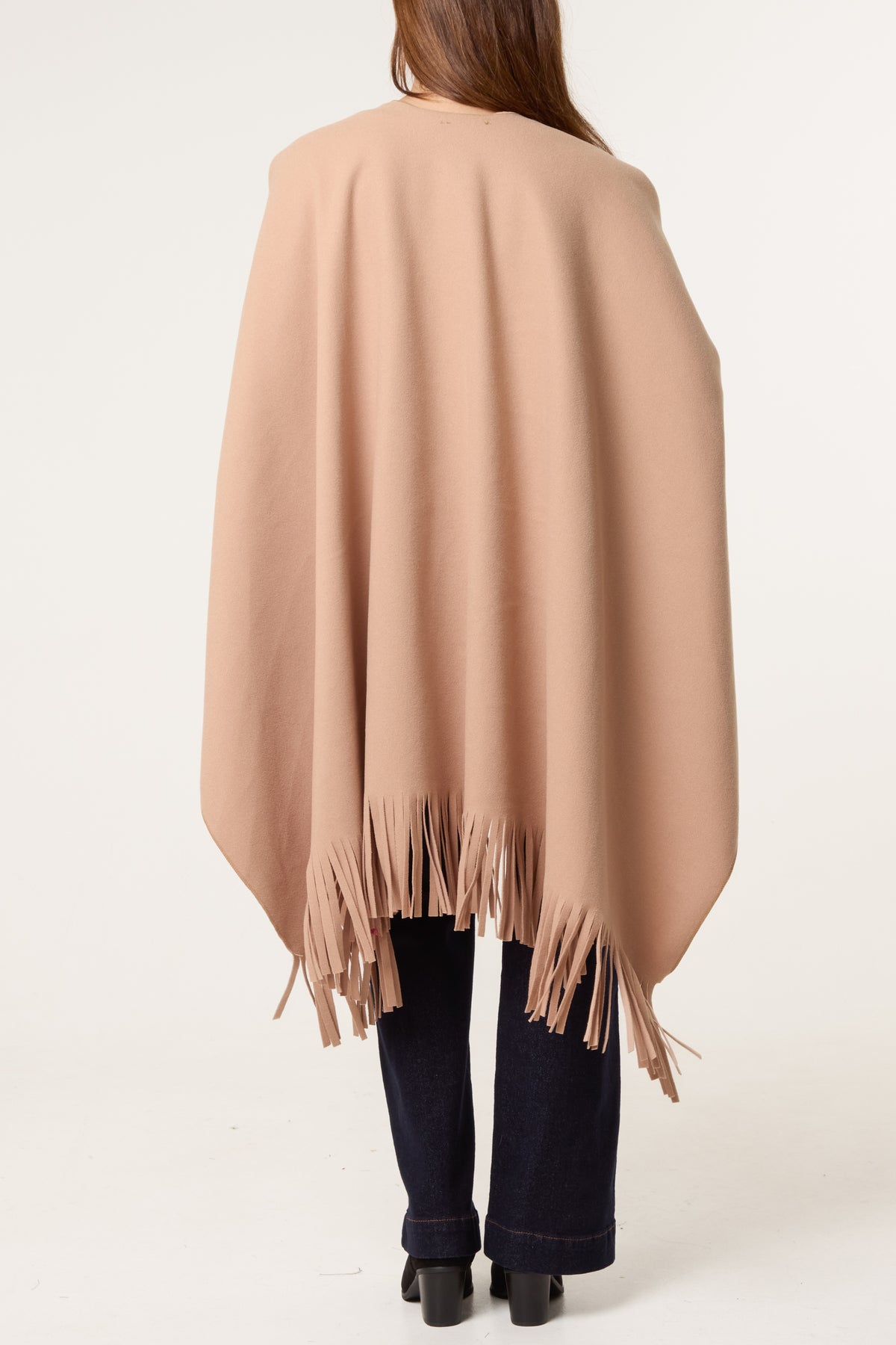 Brooch Fringe Hem Cape