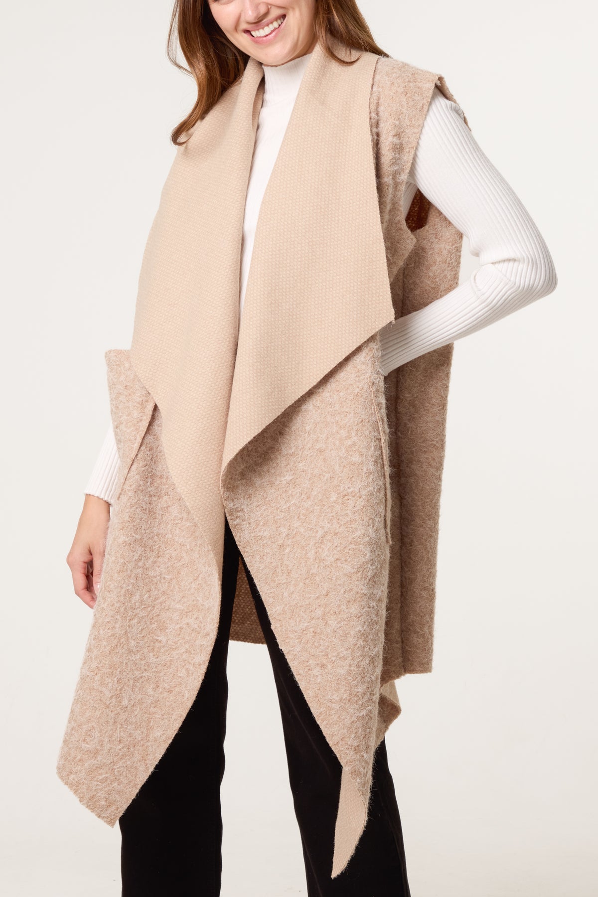 Boucle Waterfall Pockets Vest