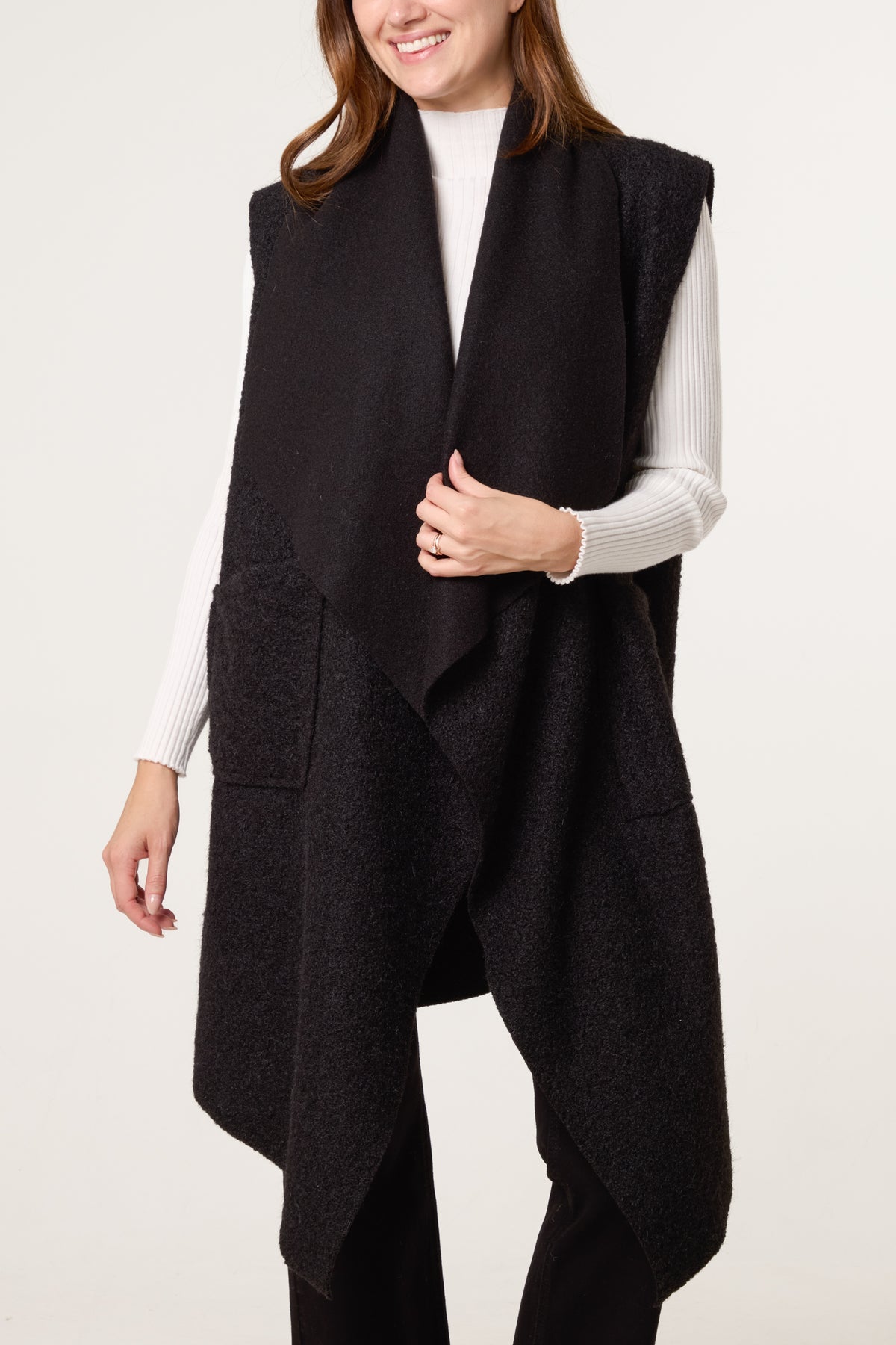 Boucle Waterfall Pockets Vest