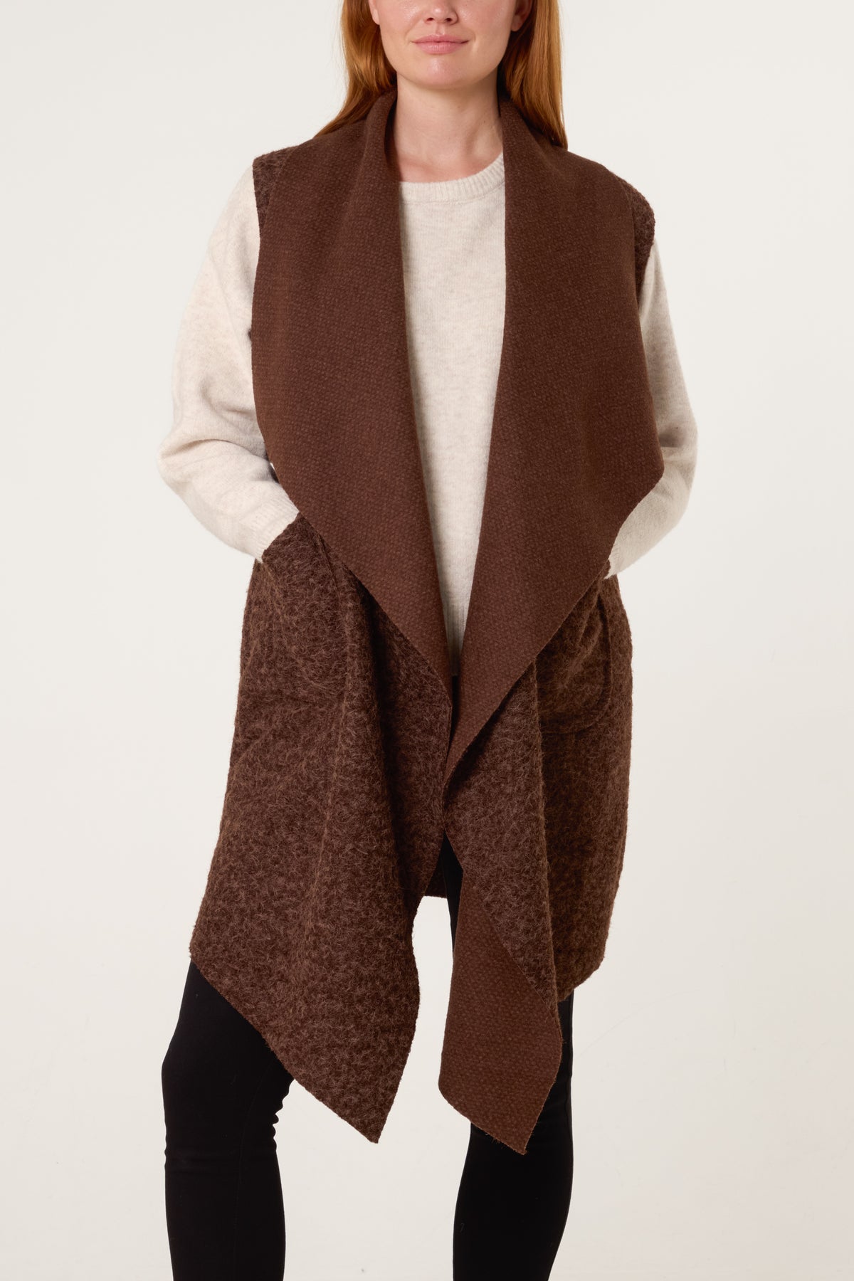 Boucle Waterfall Pockets Vest