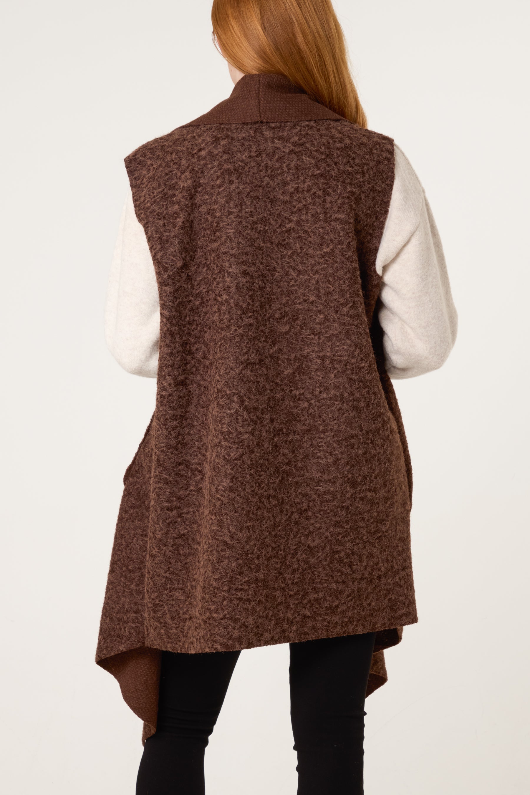 Boucle Waterfall Pockets Vest