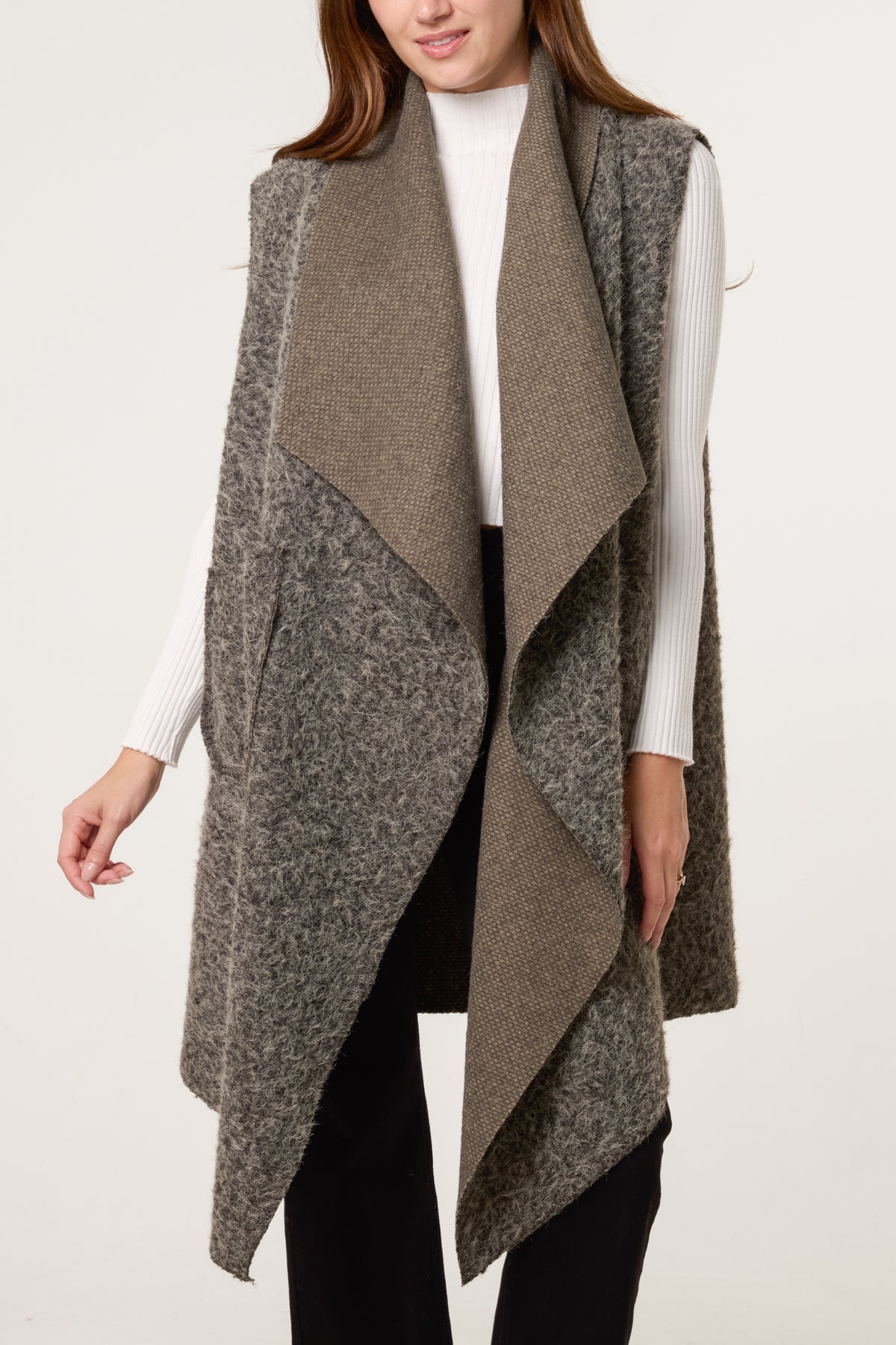 Boucle Waterfall Pockets Vest