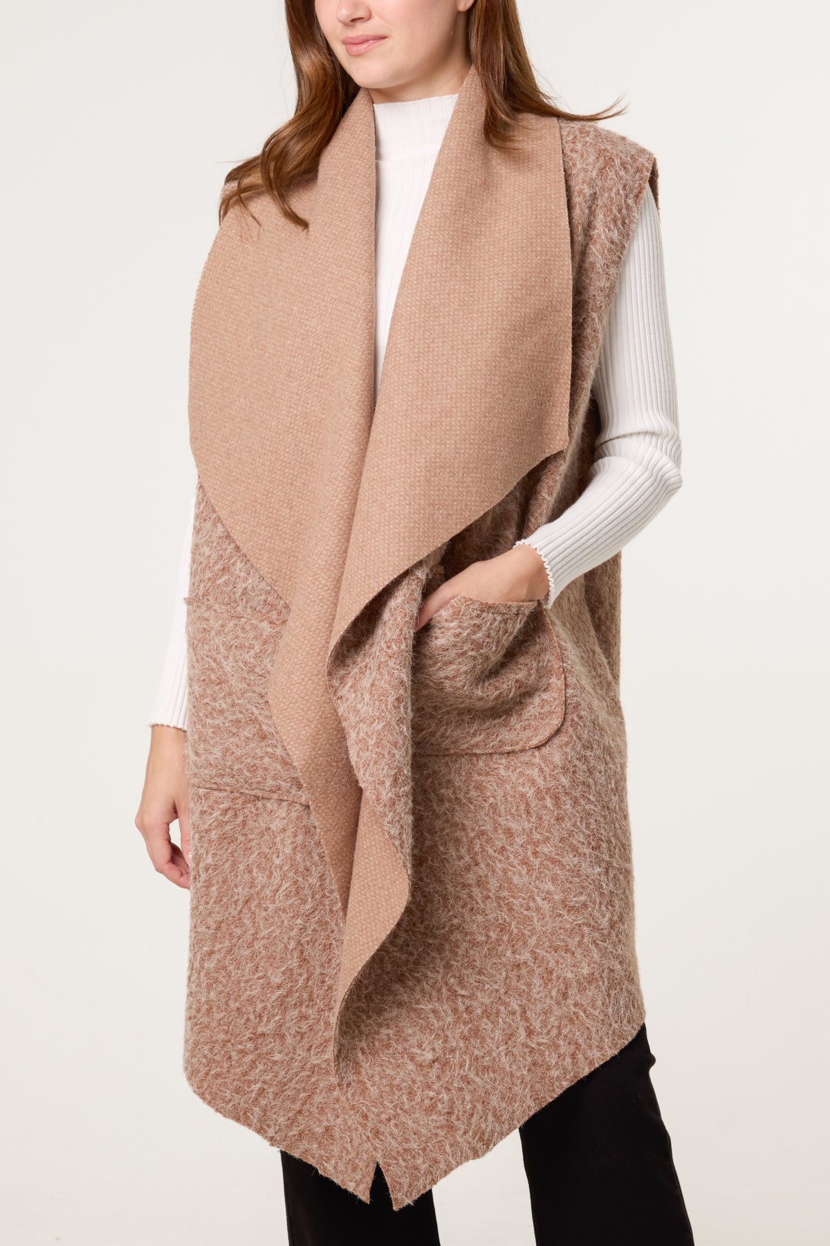 Boucle Waterfall Pockets Vest