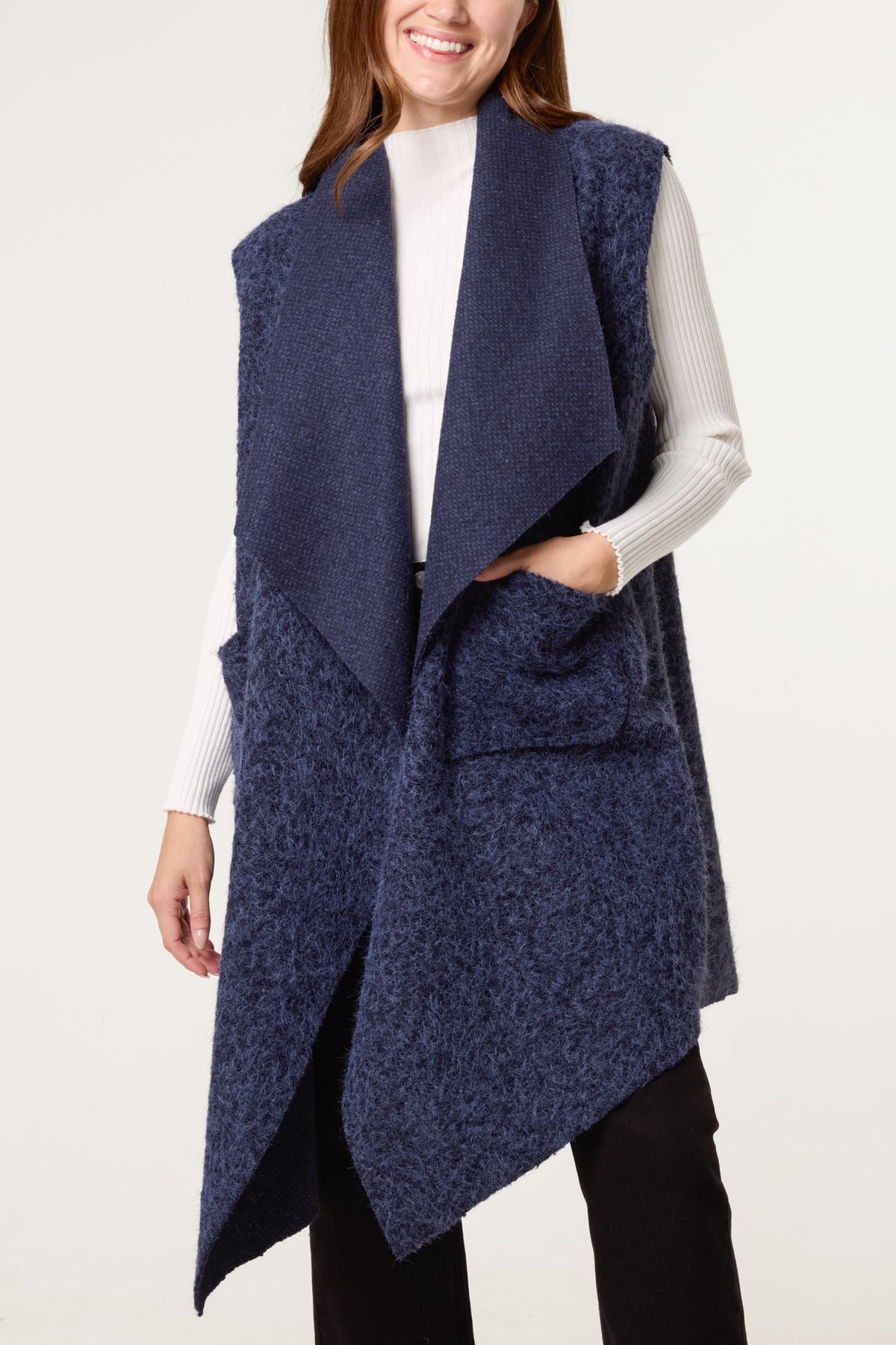 Boucle Waterfall Pockets Vest