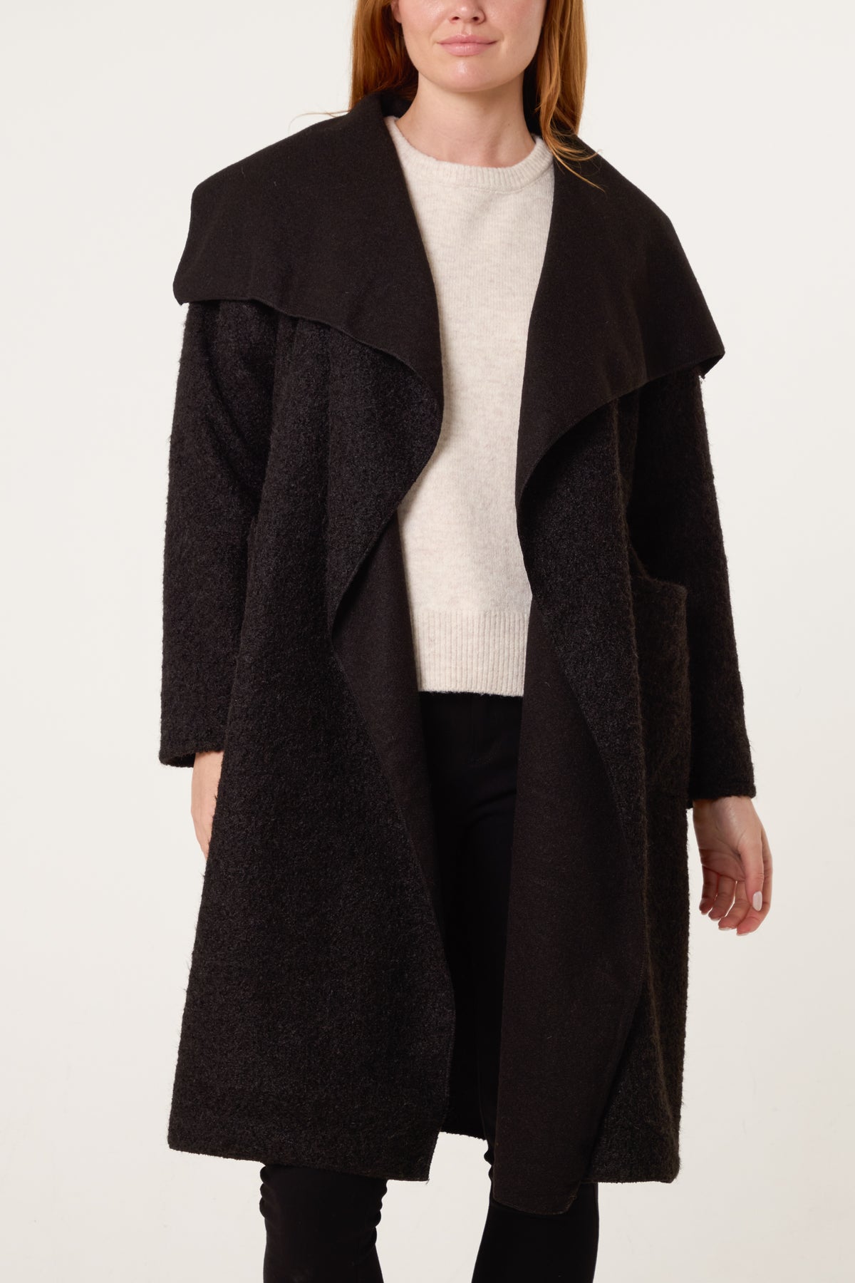 Brushed Wool Like Waterfall Coat