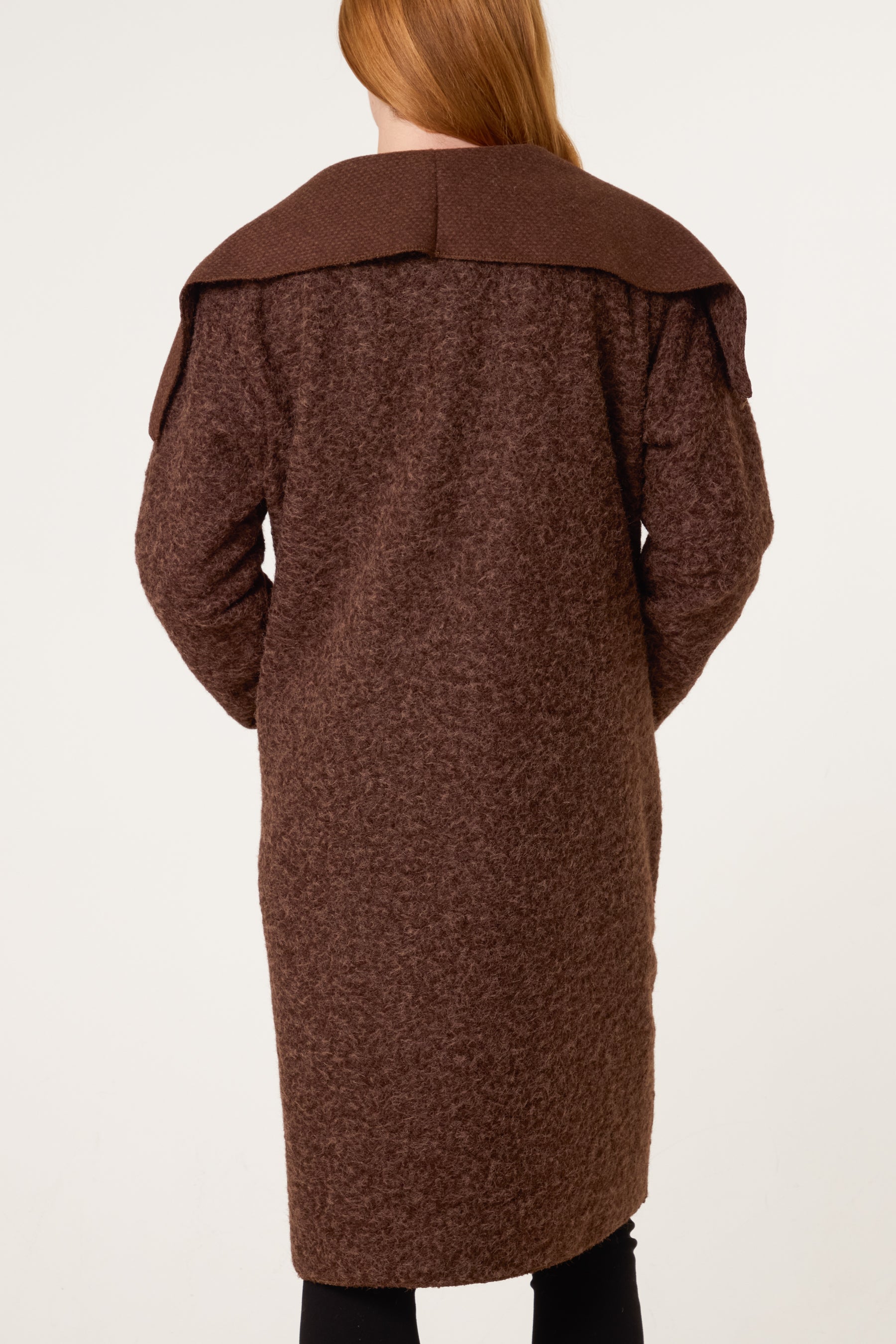 Brushed Wool Like Waterfall Coat