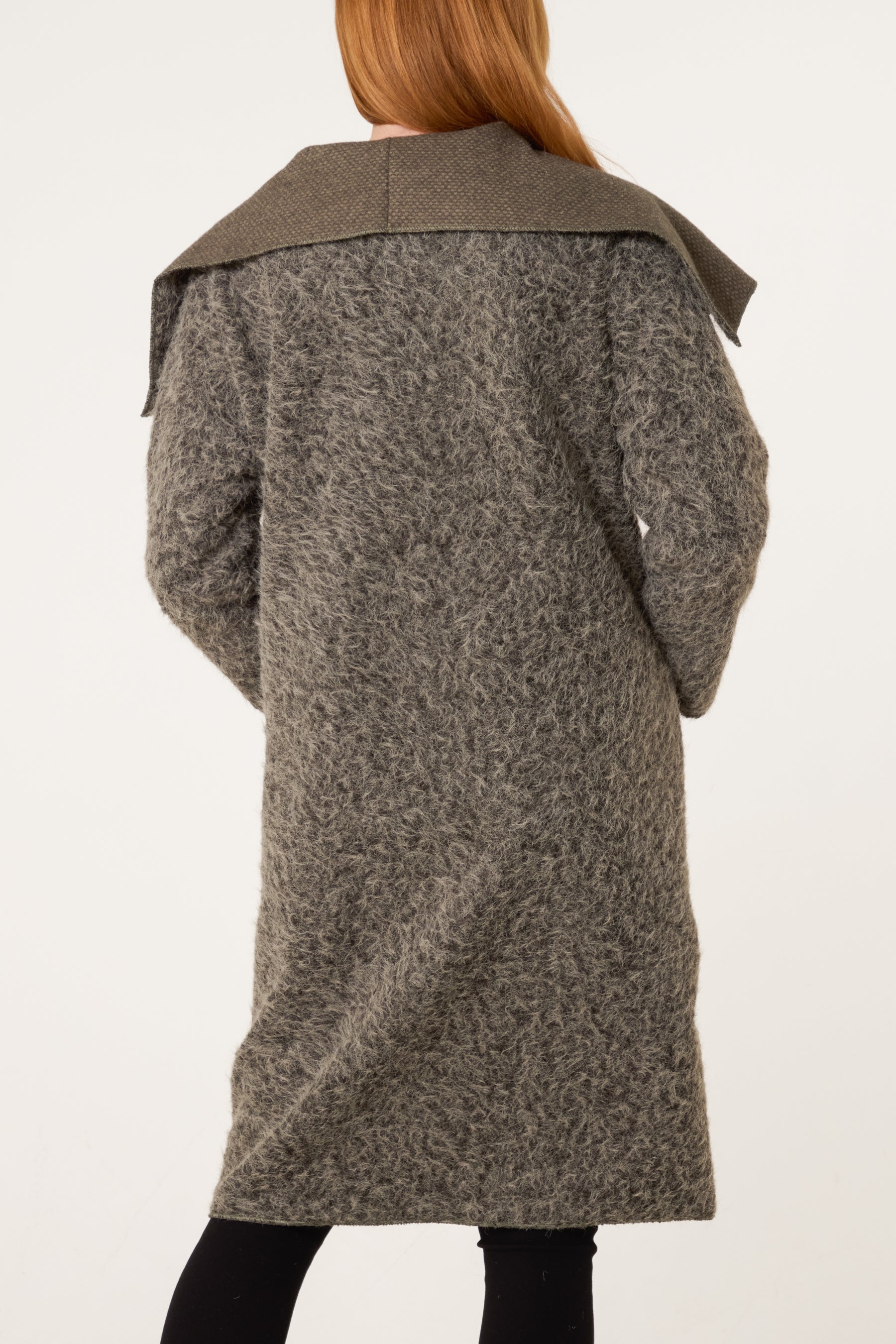 Brushed Wool Like Waterfall Coat