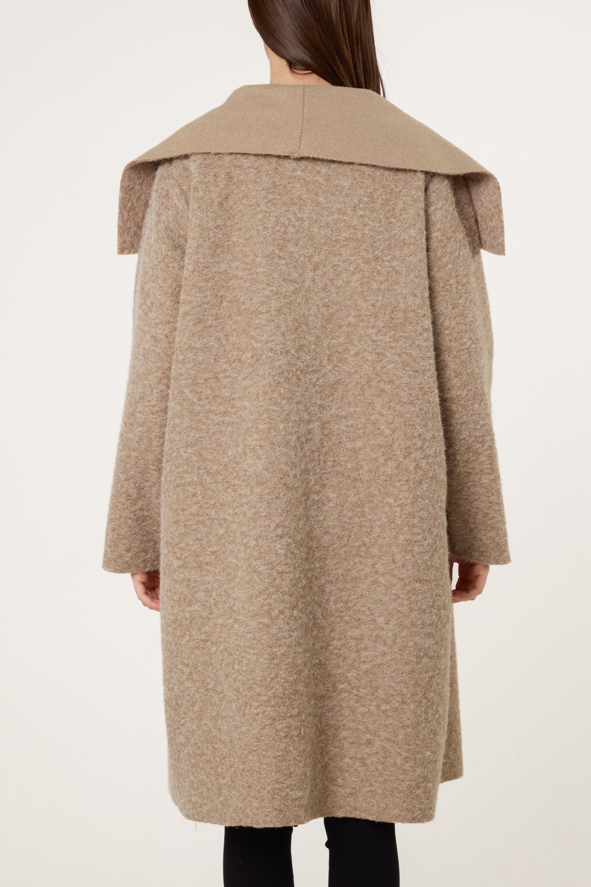 Brushed Wool Like Waterfall Coat