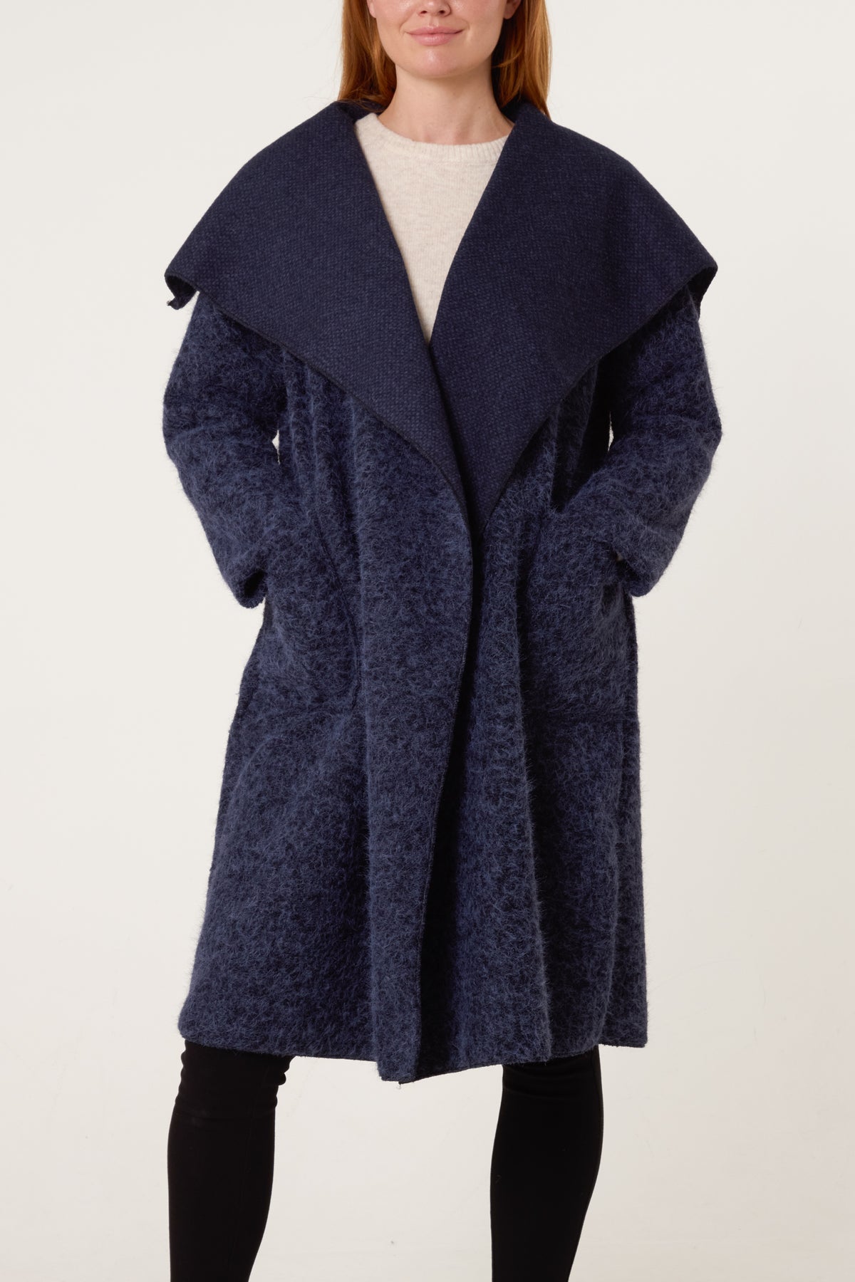 Brushed Wool Like Waterfall Coat