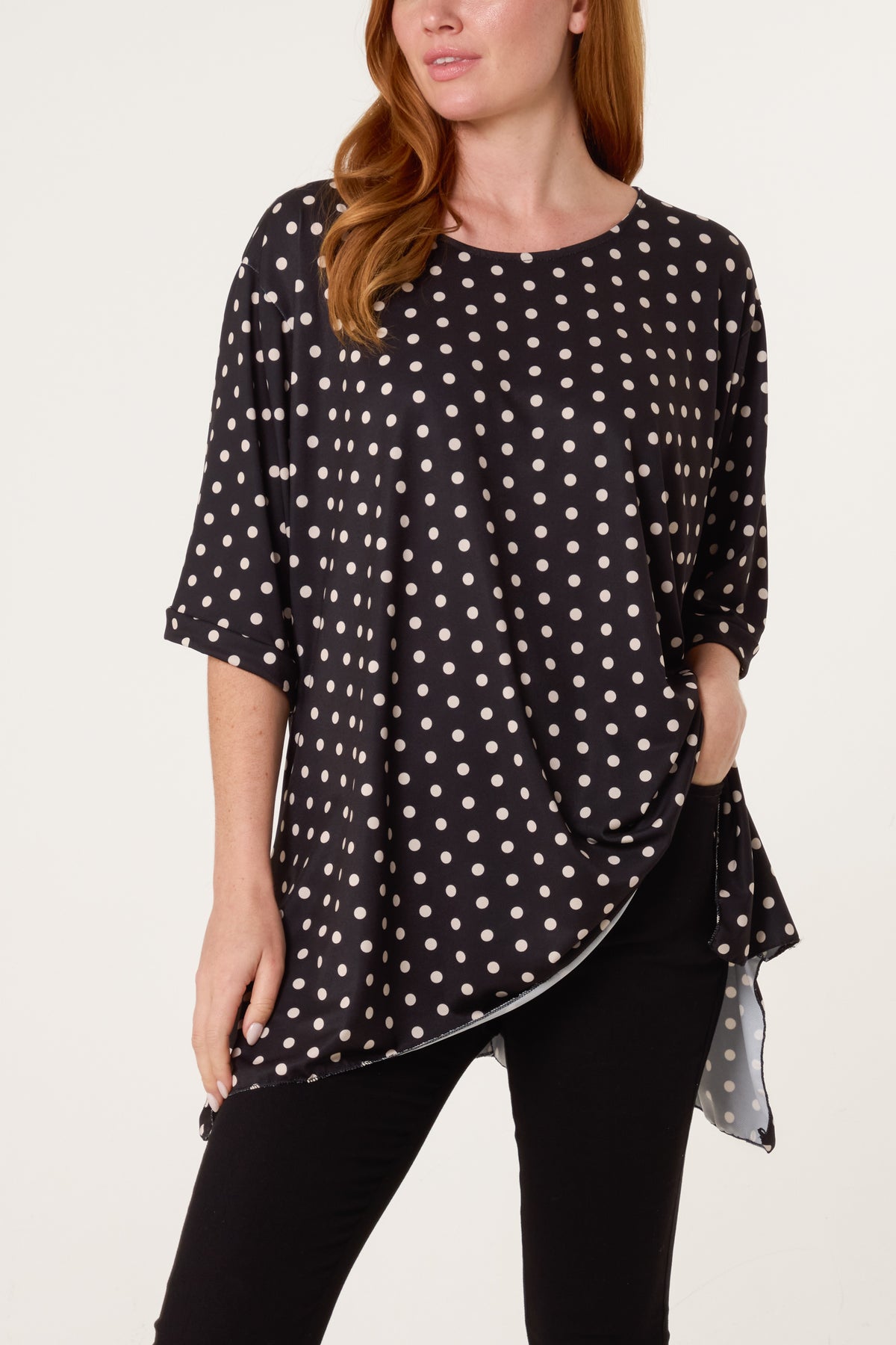 Polka Dot Jersey Short Sleeve Top