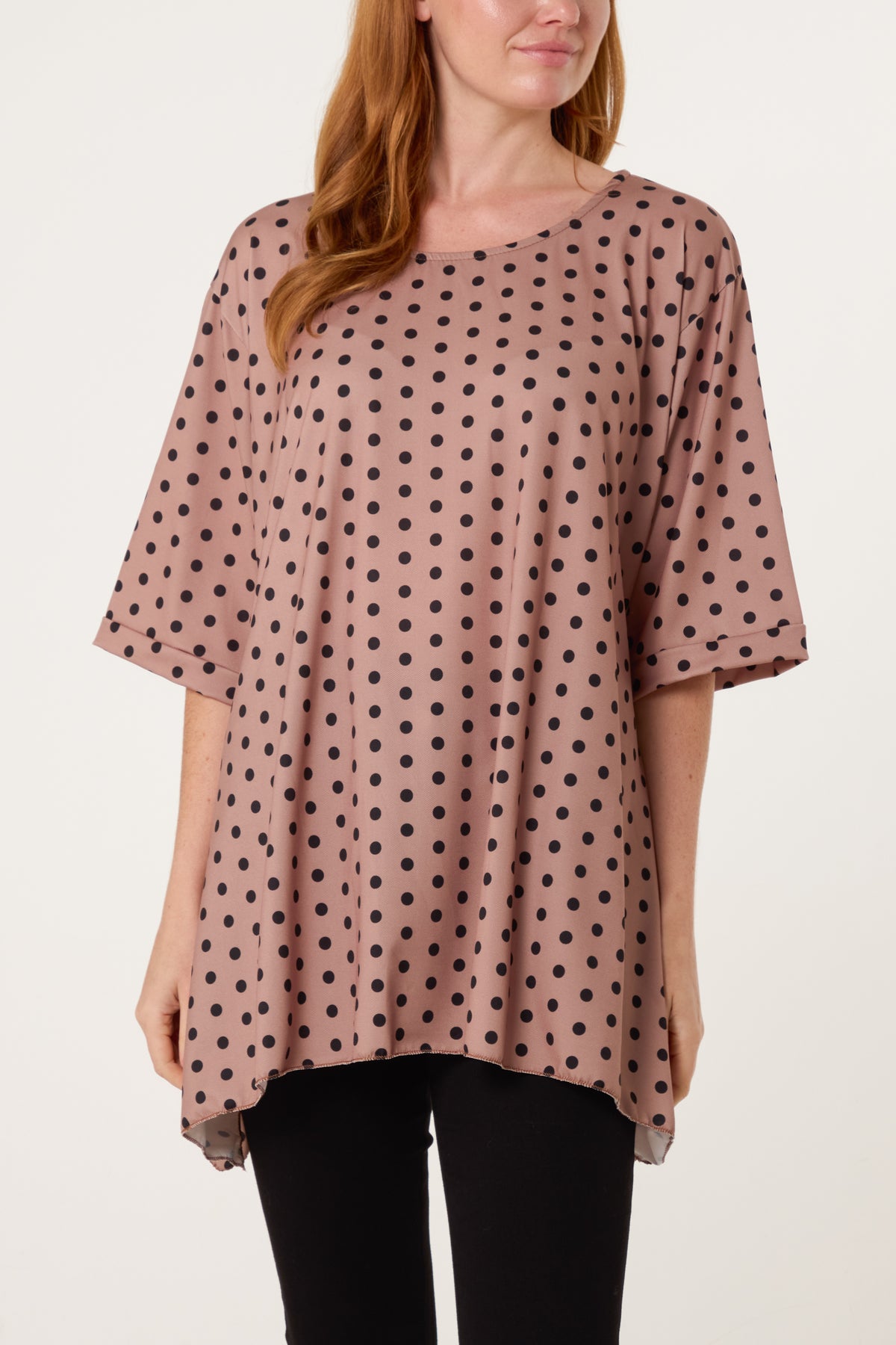 Polka Dot Jersey Short Sleeve Top