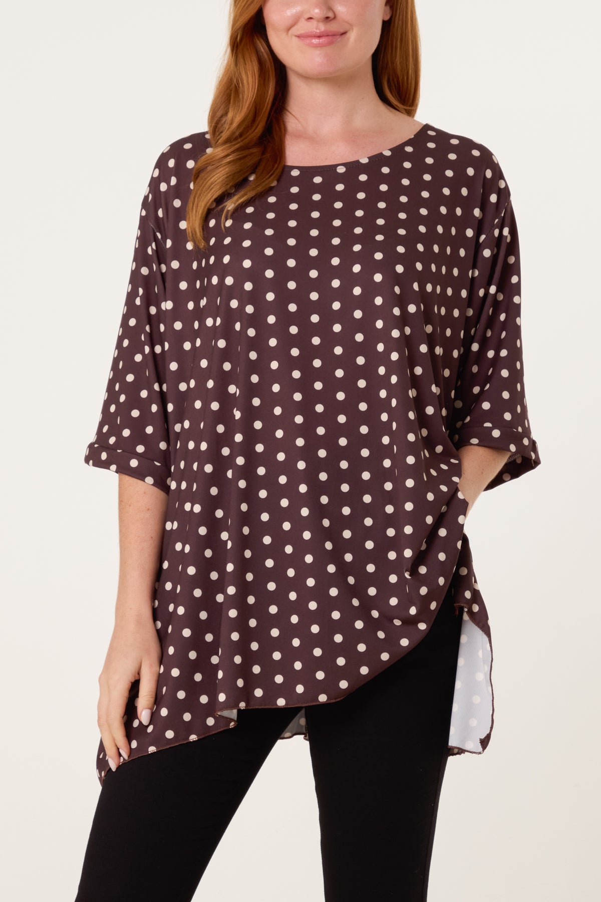 Polka Dot Jersey Short Sleeve Top