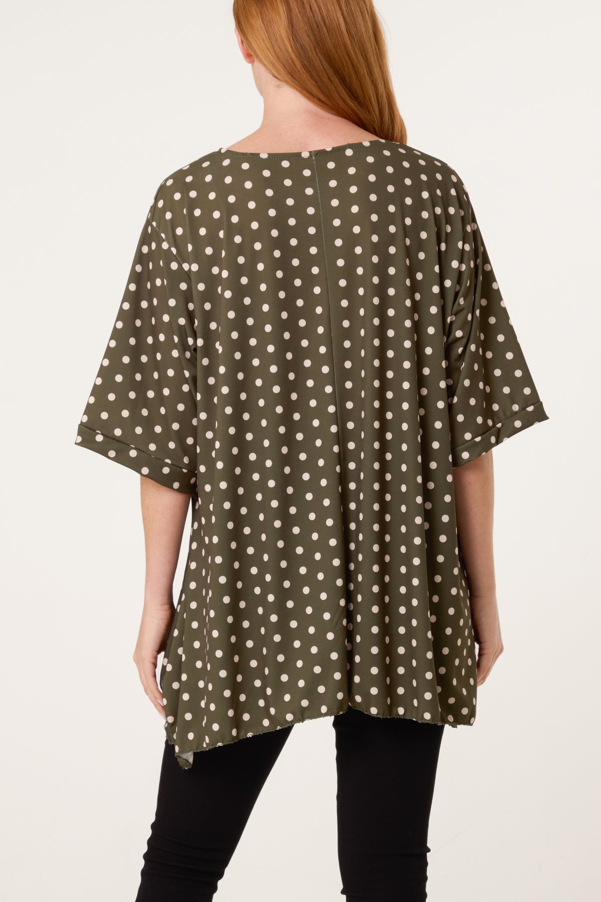 Polka Dot Jersey Short Sleeve Top