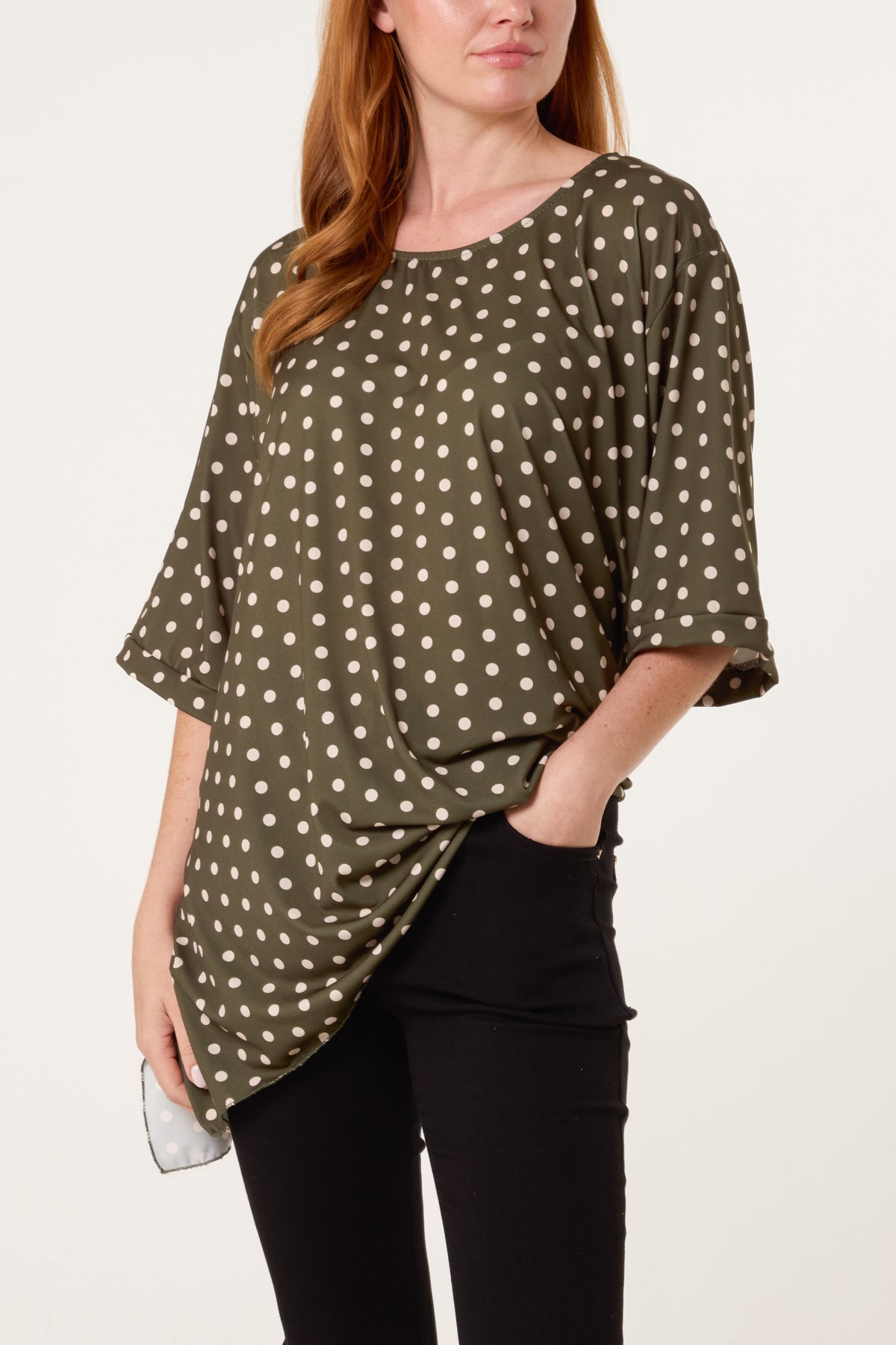 Polka Dot Jersey Short Sleeve Top