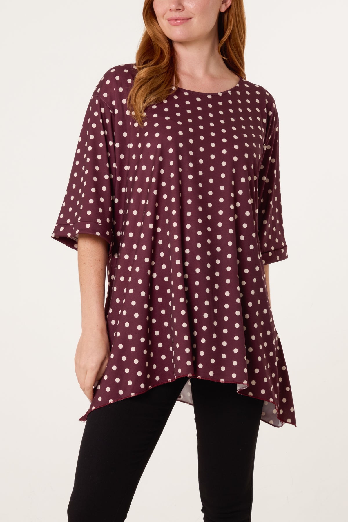 Polka Dot Jersey Short Sleeve Top