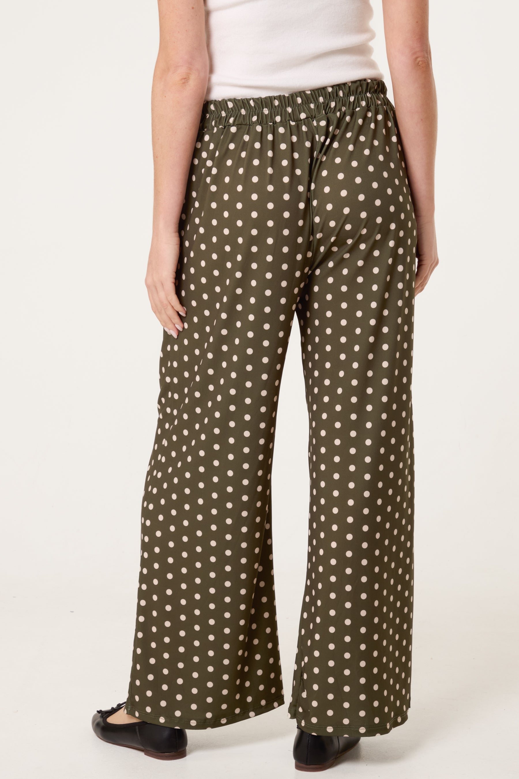 Polka Dot Jersey Wide Leg Trousers