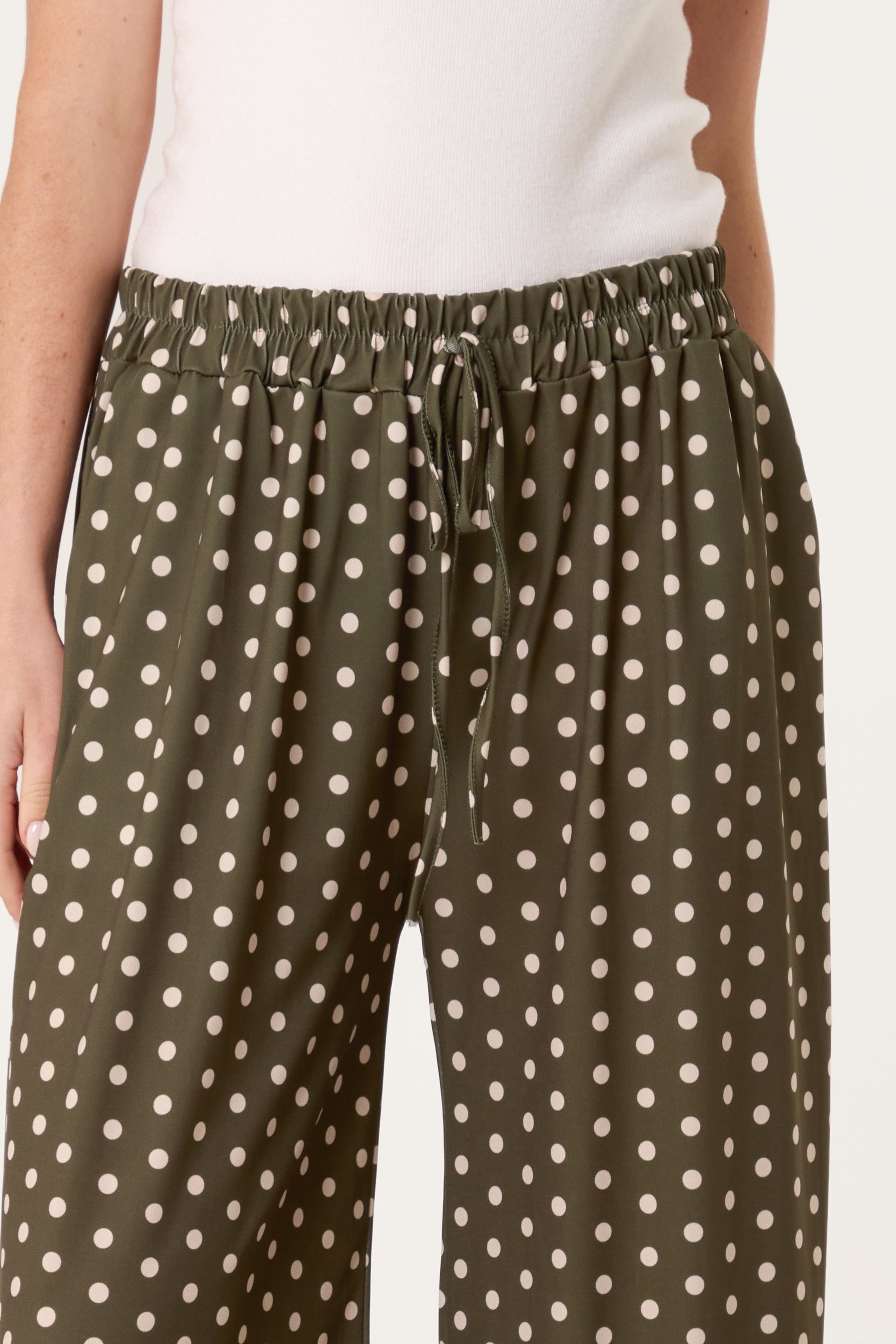 Polka Dot Jersey Wide Leg Trousers