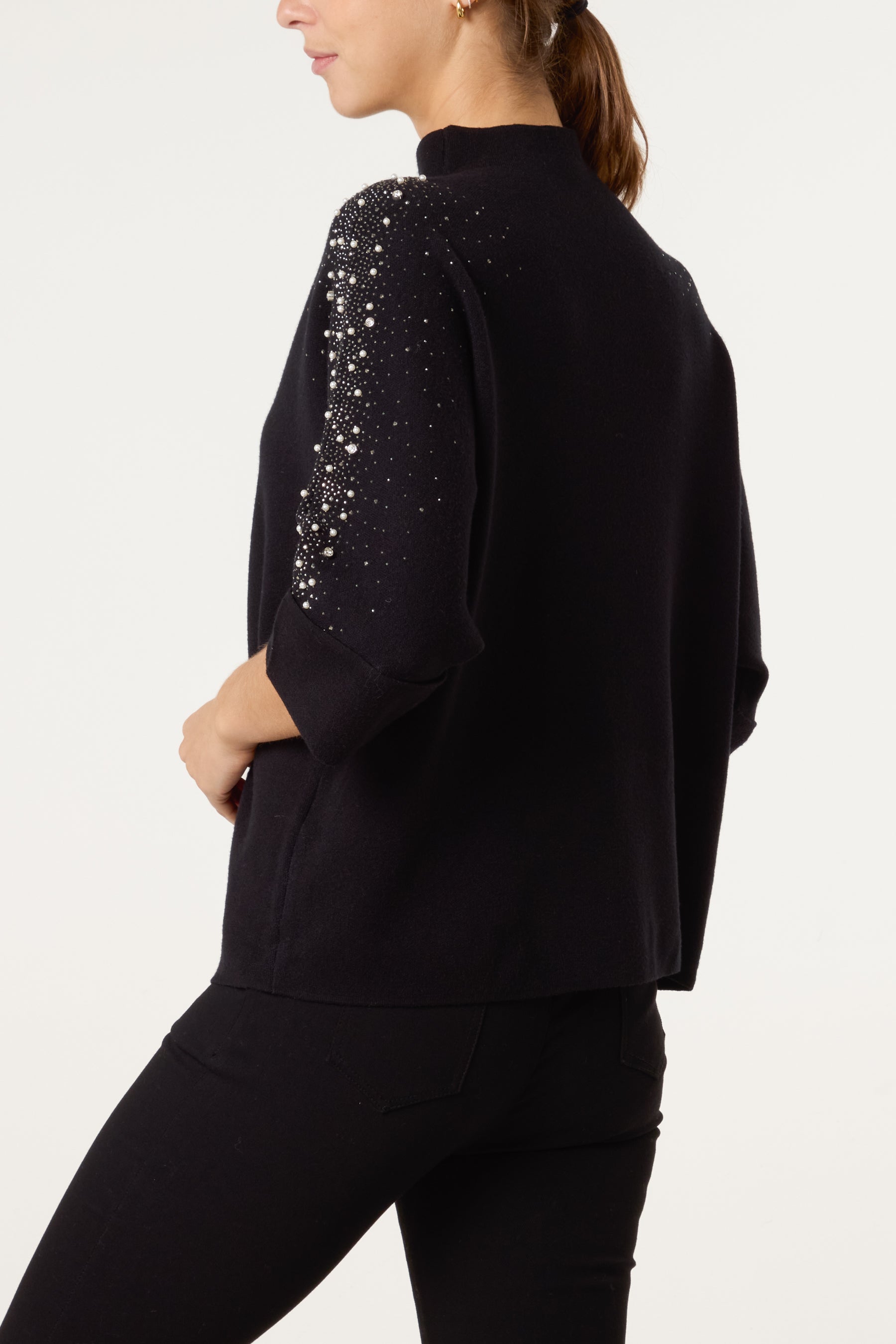 Pearls & Diamante Highneck Jumper
