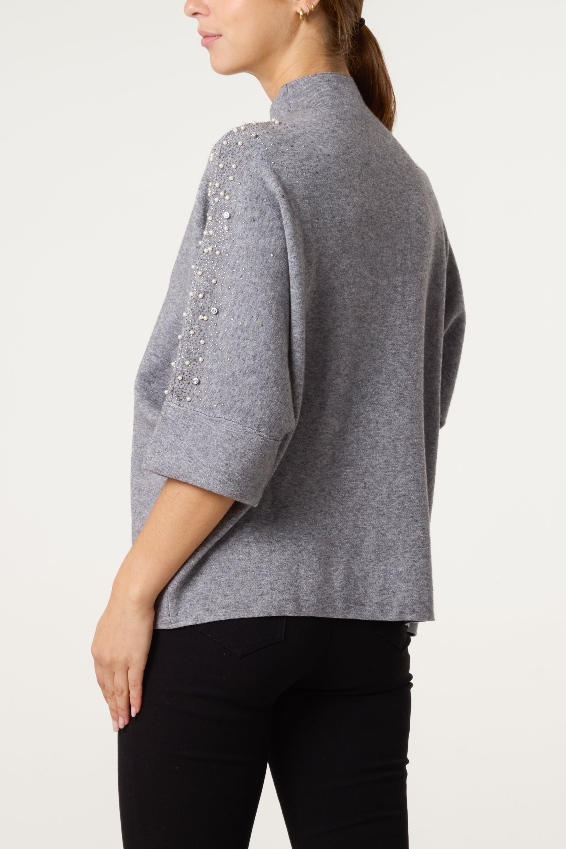 Pearls & Diamante Highneck Jumper