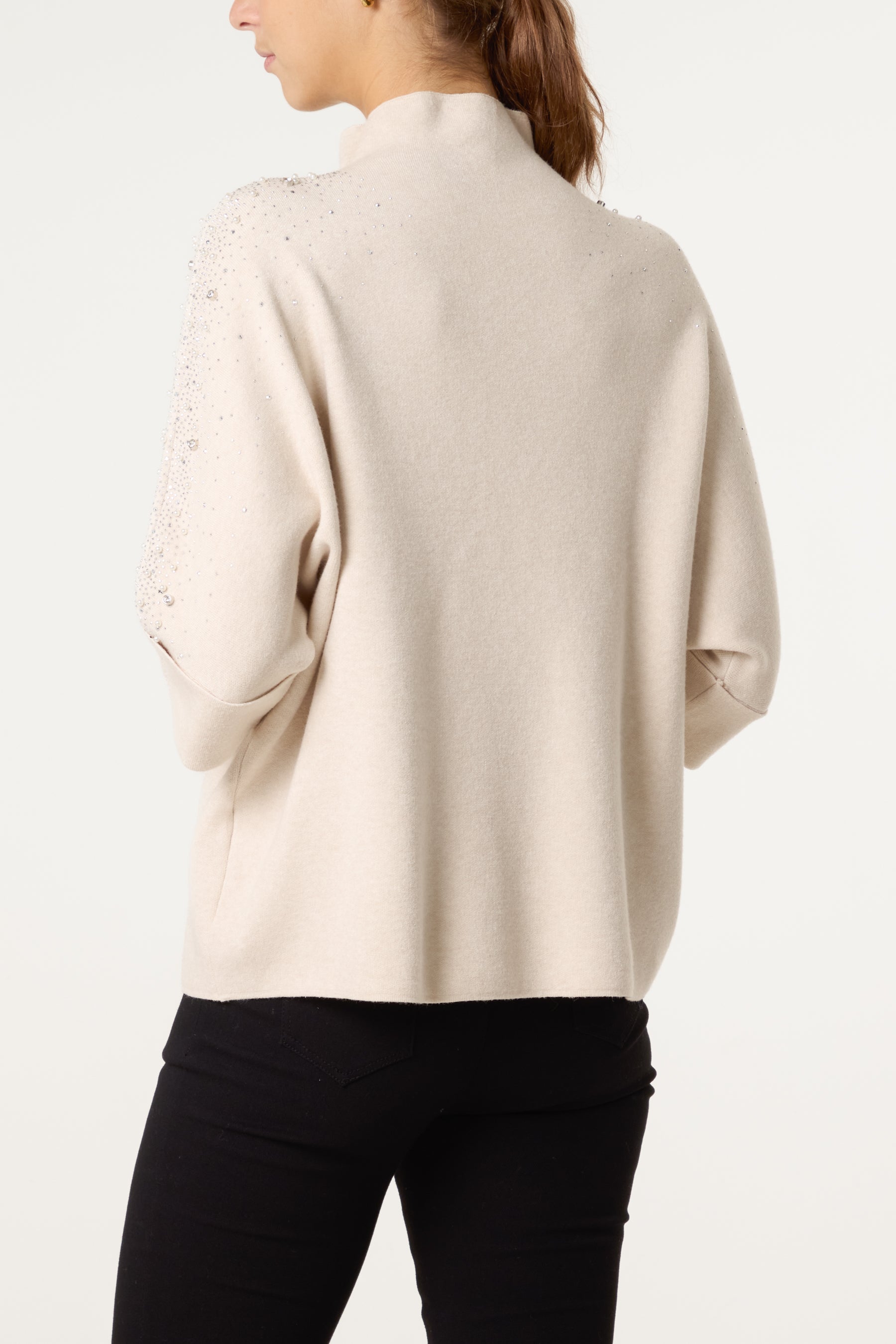 Pearls & Diamante Highneck Jumper
