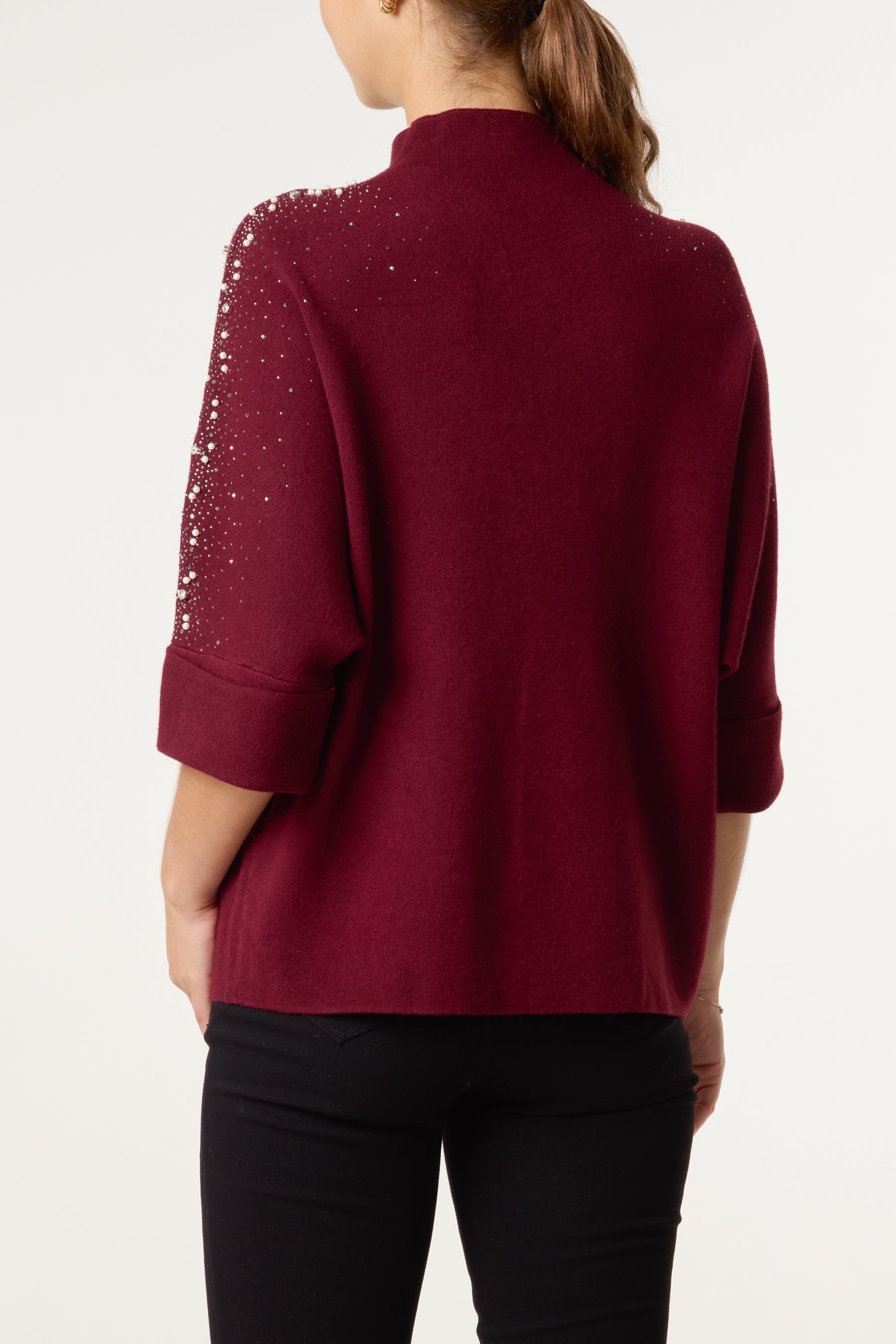 Pearls & Diamante Highneck Jumper