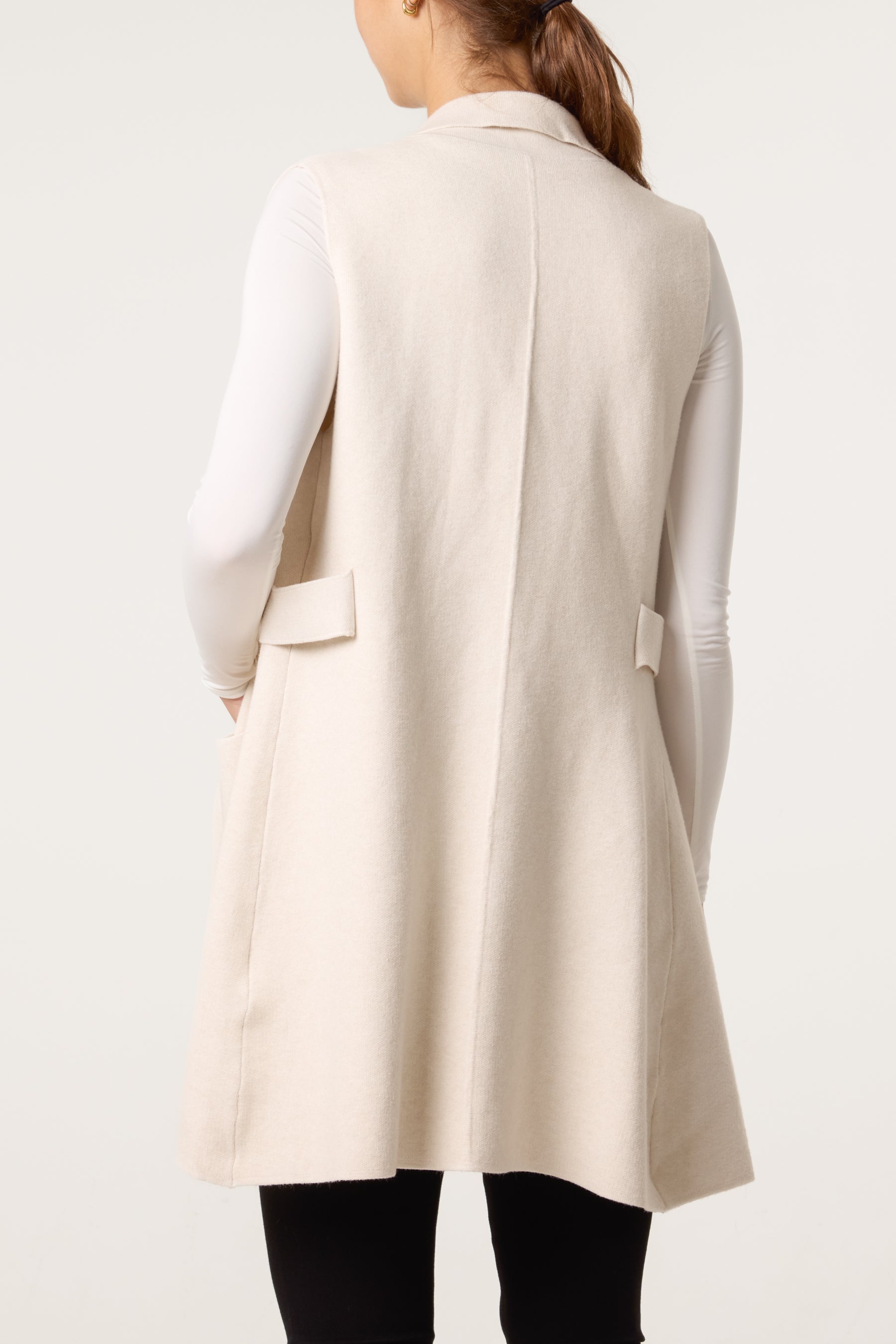 Lapel Collar Pockets Knitted Vest