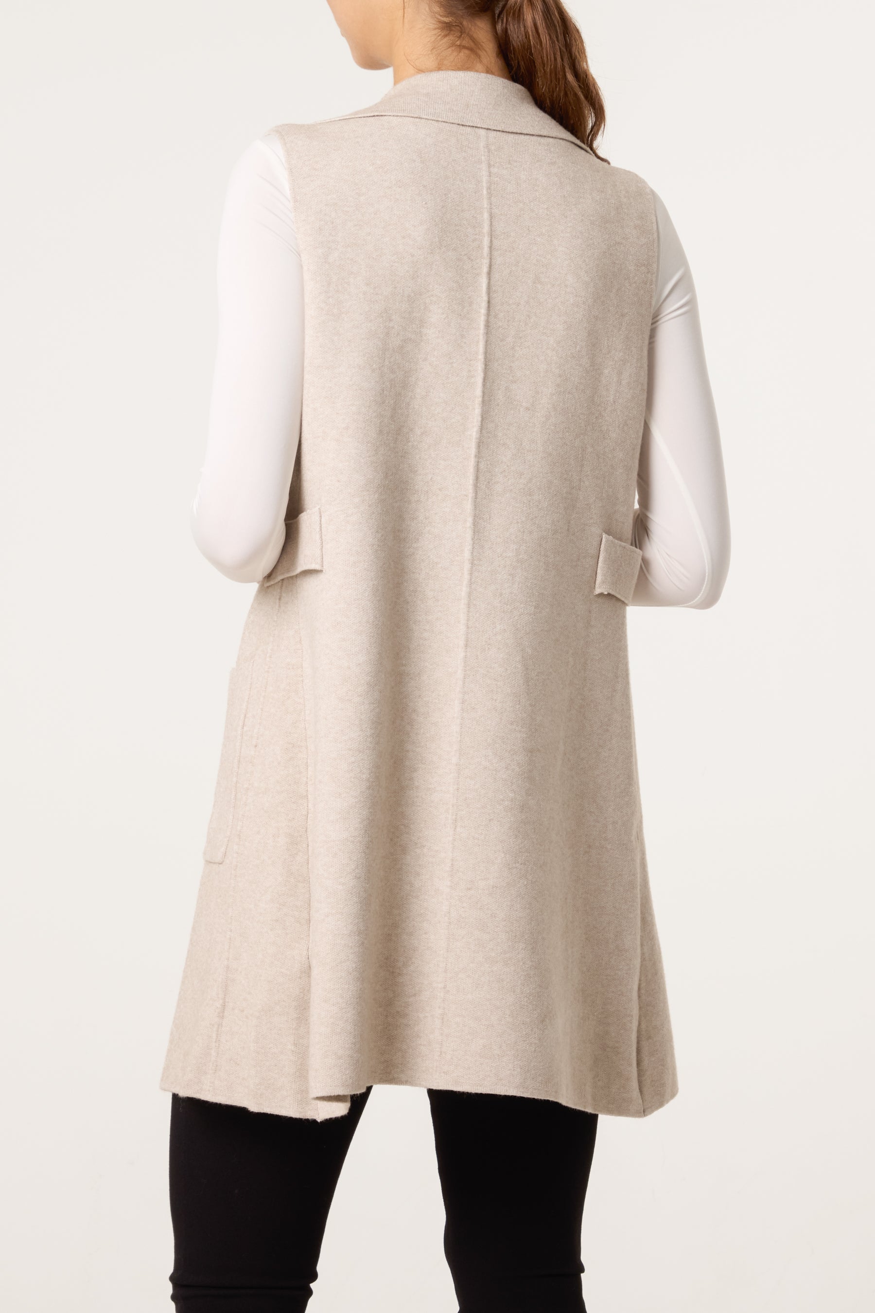Lapel Collar Pockets Knitted Vest