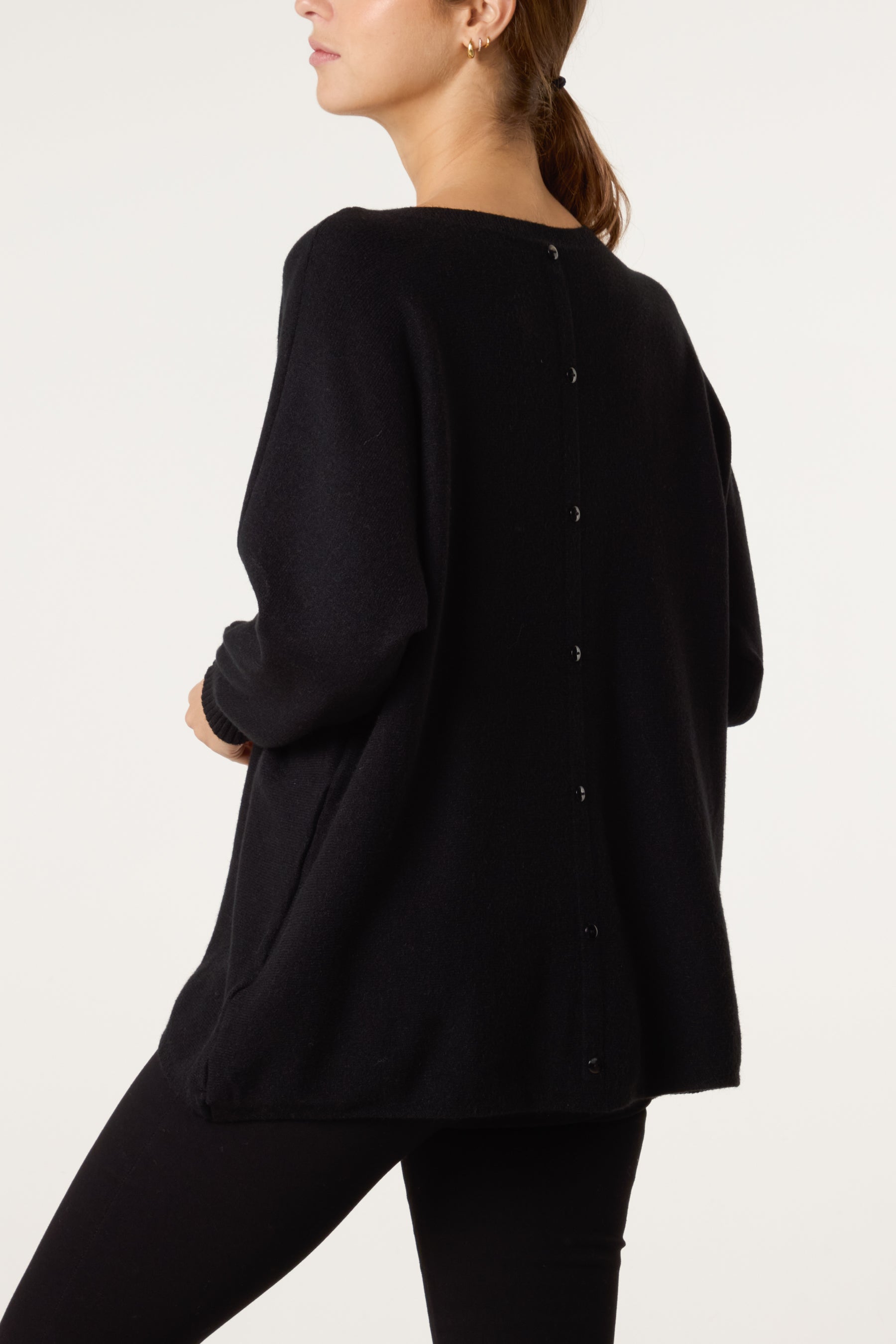 Boat Neck Back Button Jumper