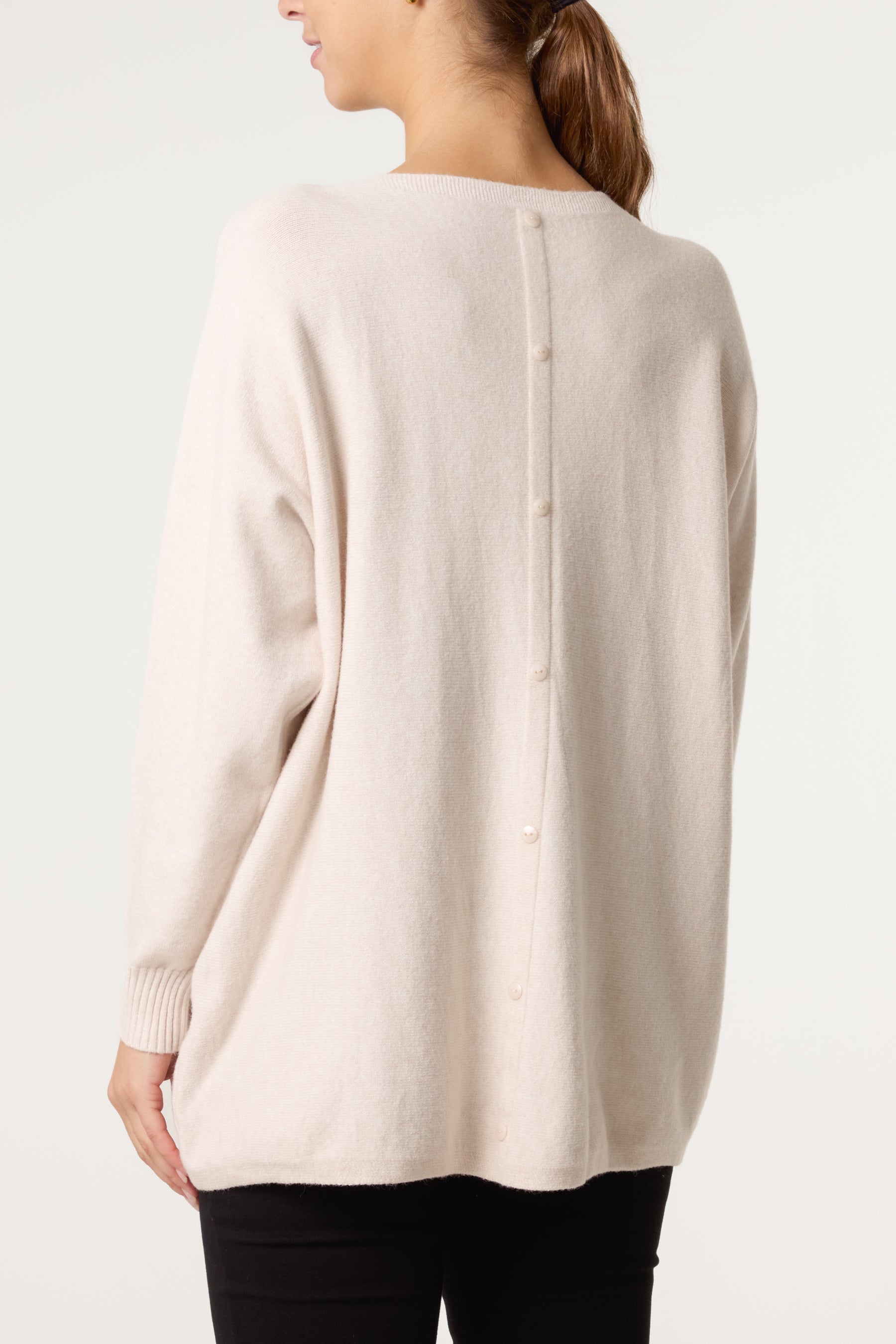 Boat Neck Back Button Jumper