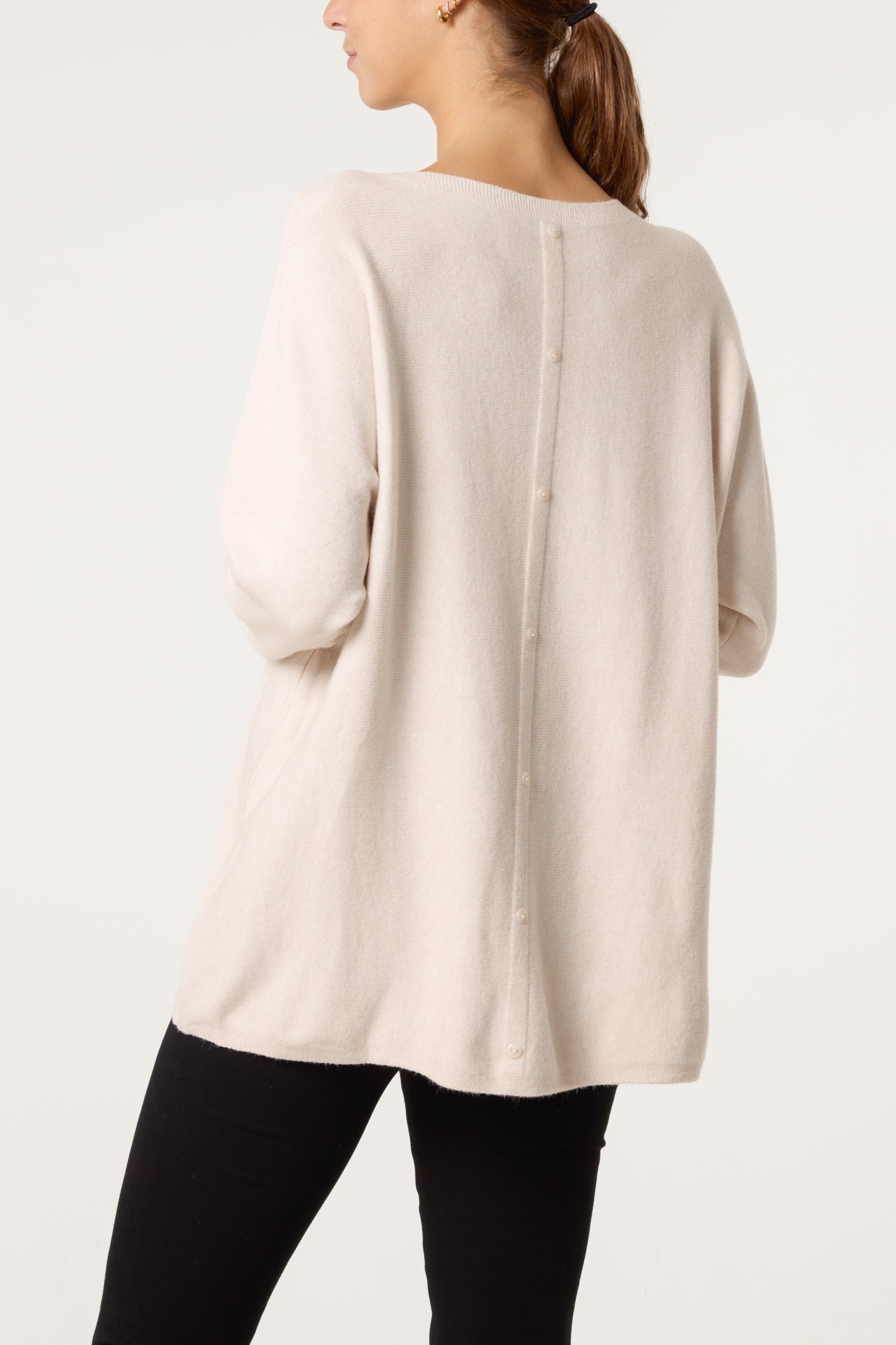 Boat Neck Back Button Jumper
