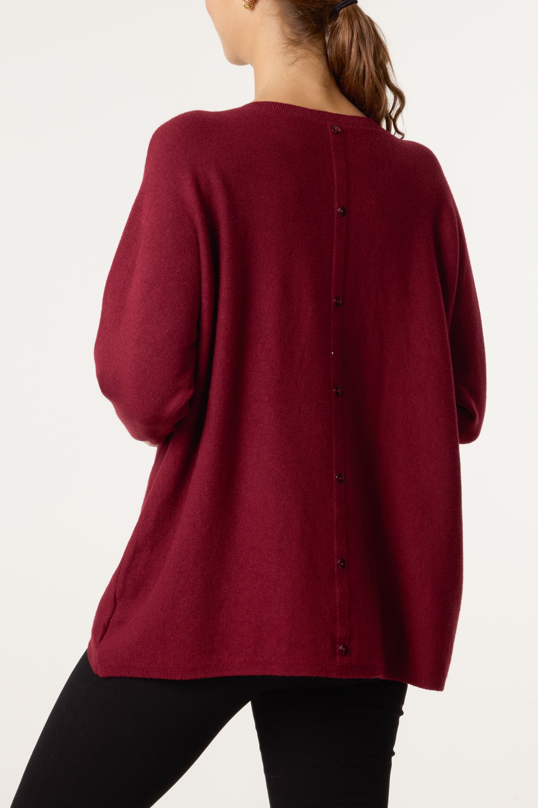 Boat Neck Back Button Jumper