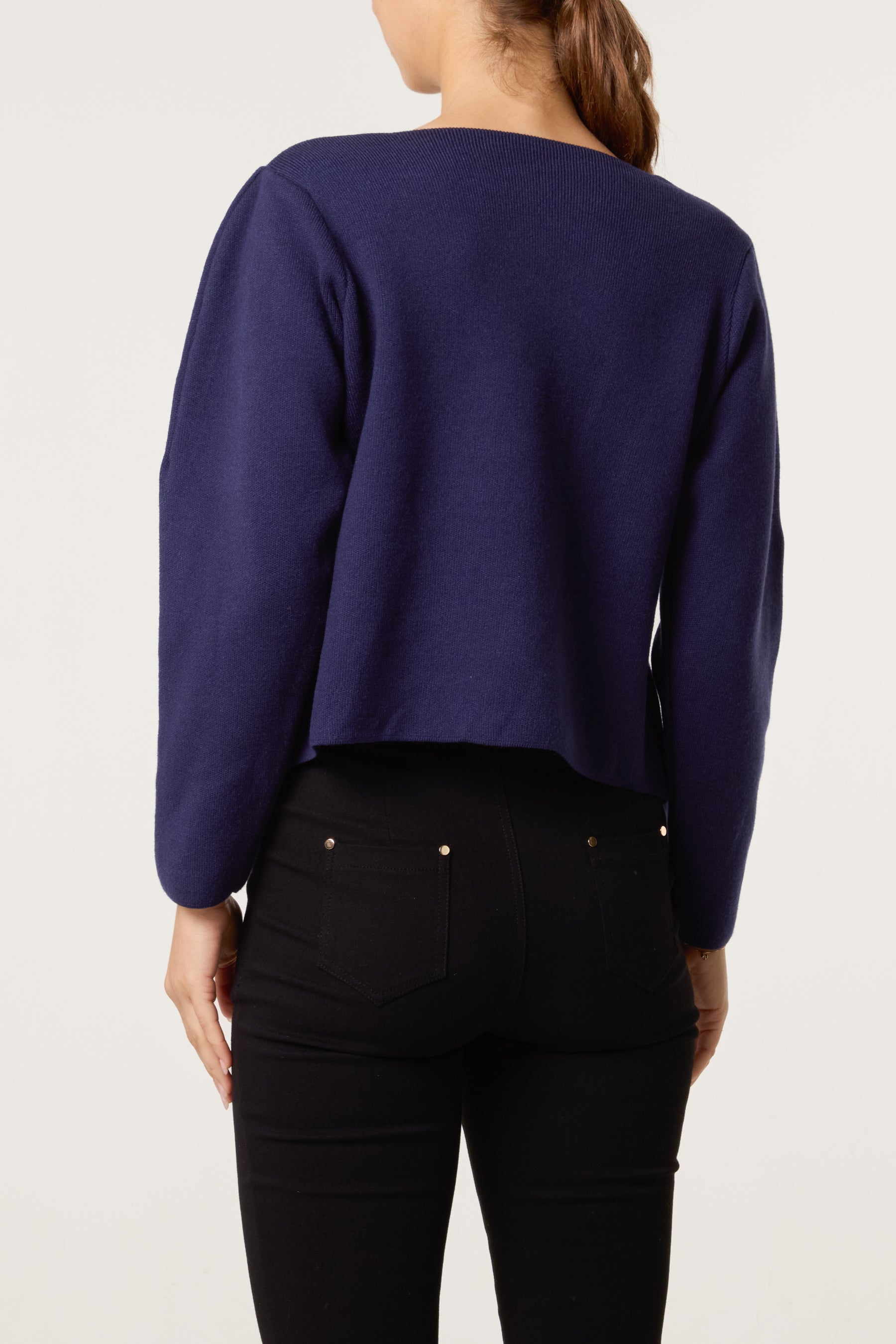 Boat Neck Fitted Cardigan