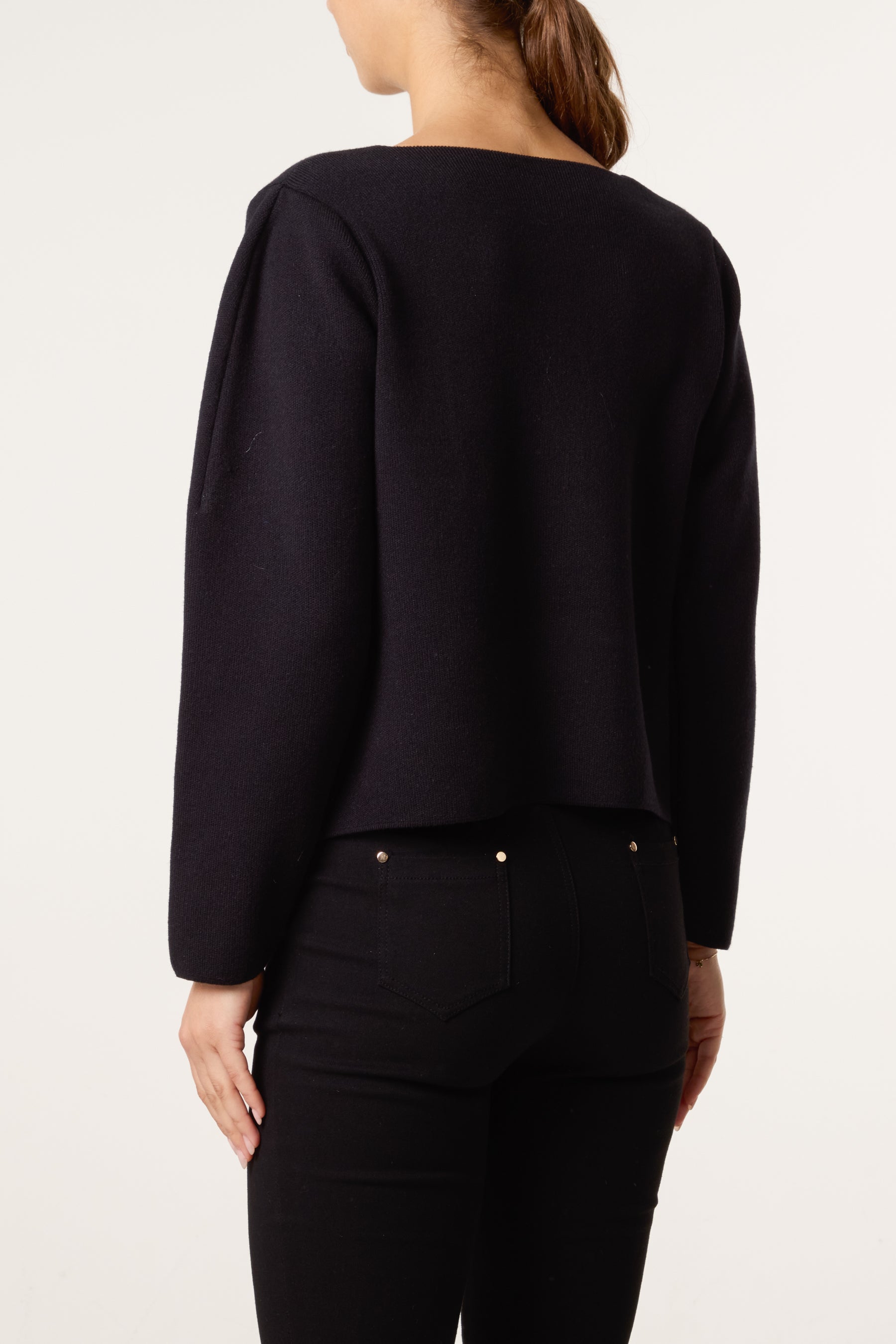 Boat Neck Fitted Cardigan