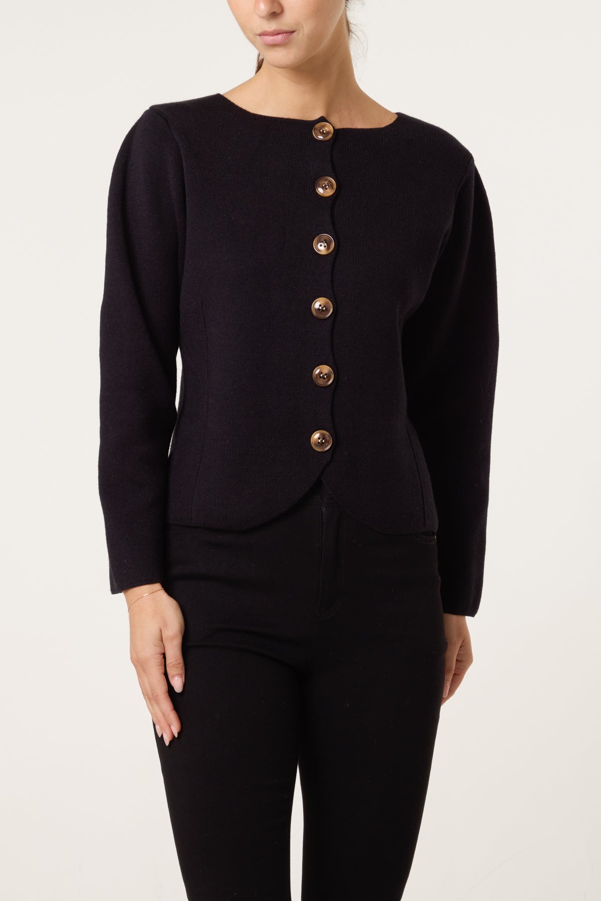 Boat Neck Fitted Cardigan