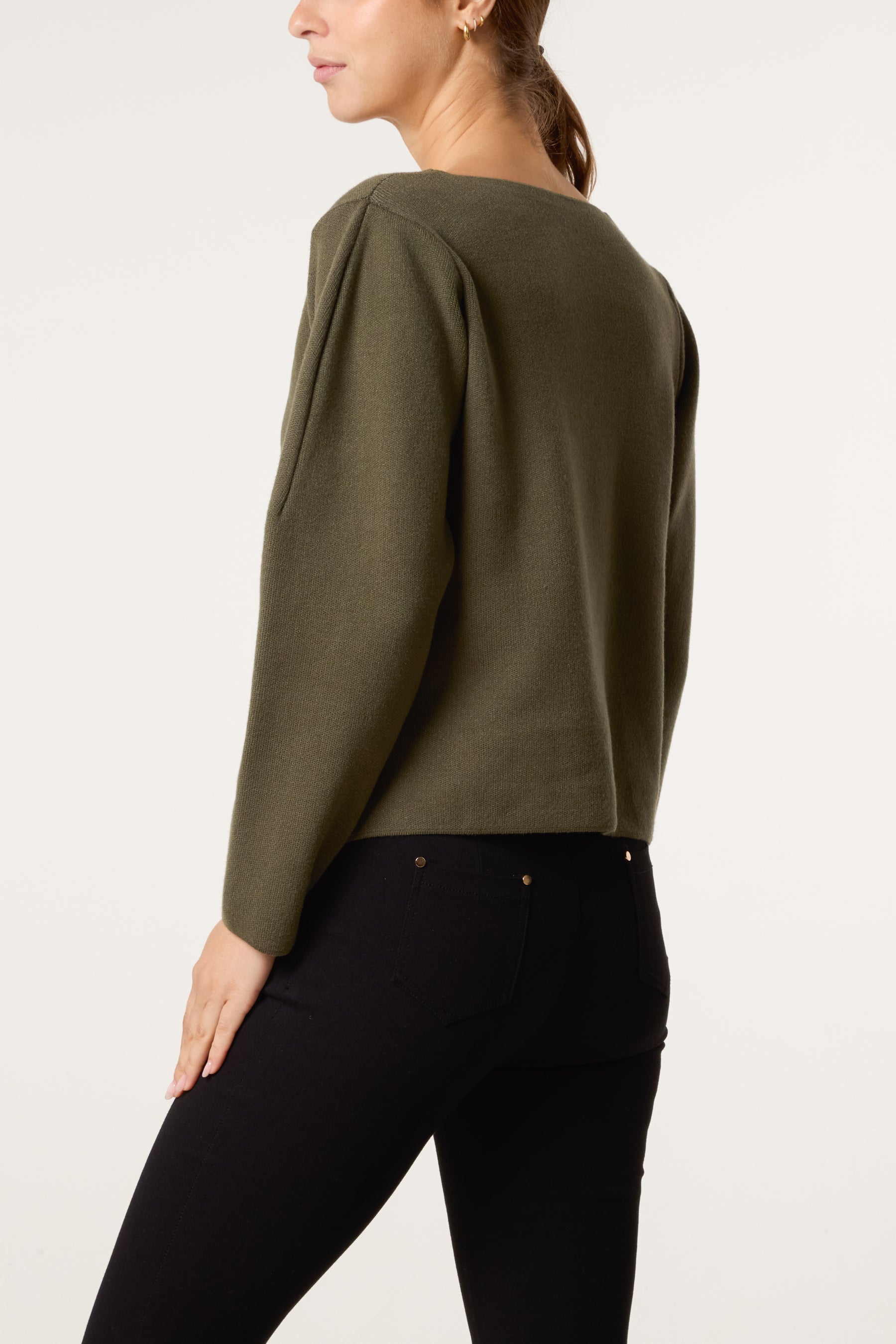 Boat Neck Fitted Cardigan