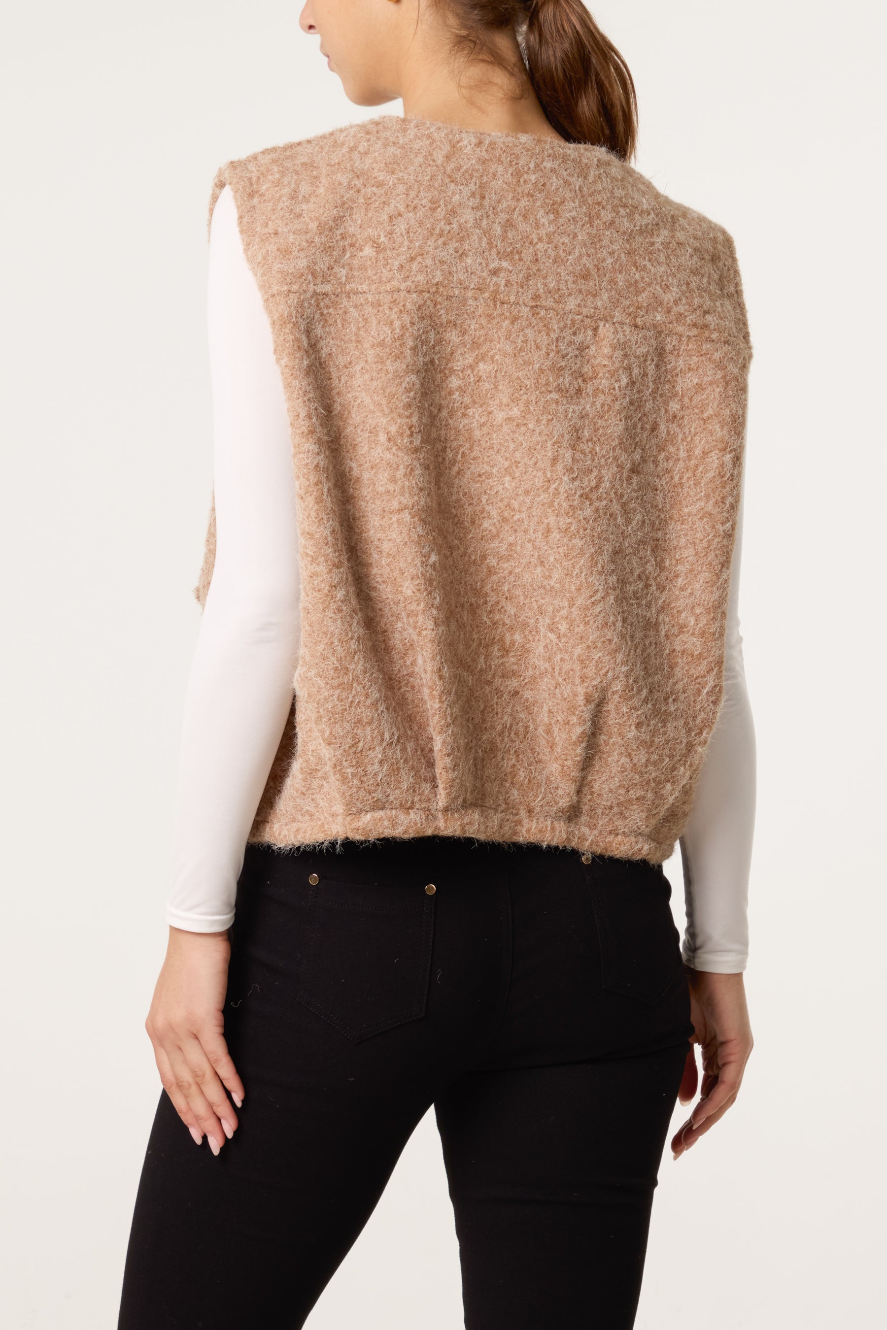 Zip Up Wool Blend Pockets Vest