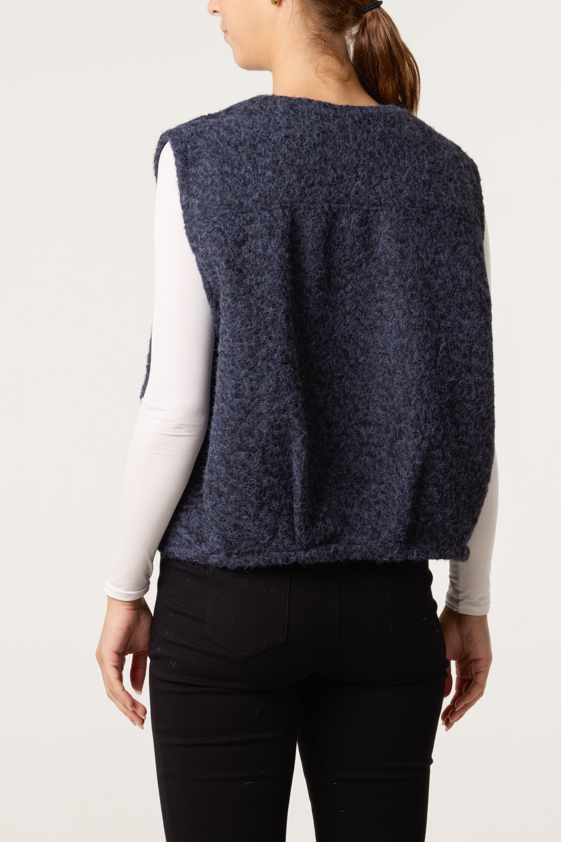 Zip Up Wool Blend Pockets Vest