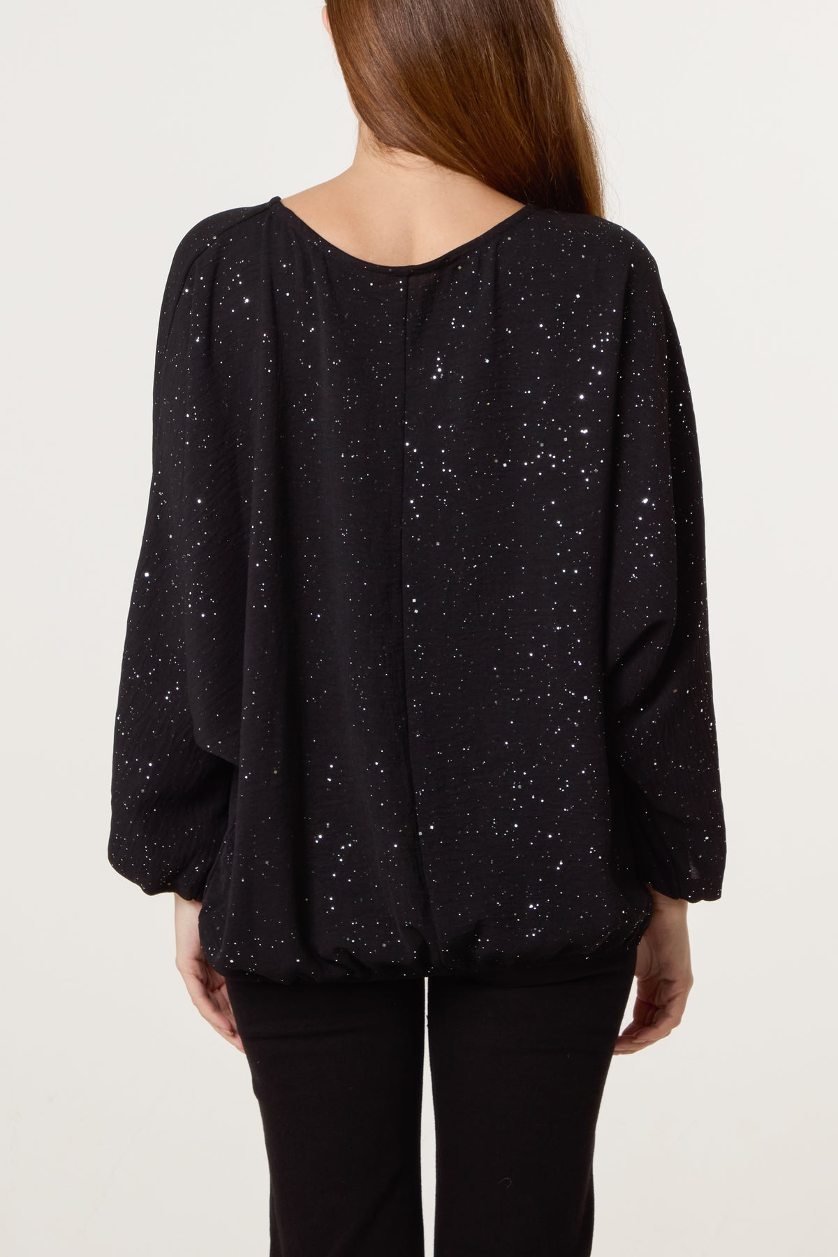 Metallic Glitter Batwing Blouse
