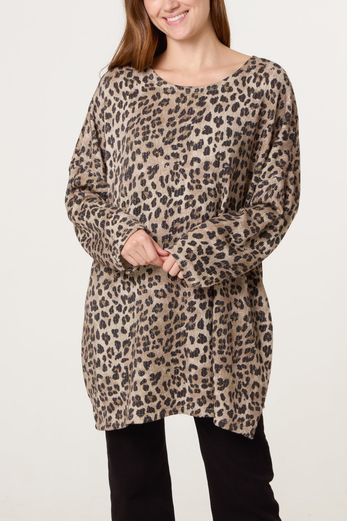 Animal Print Lurex Knitted Top