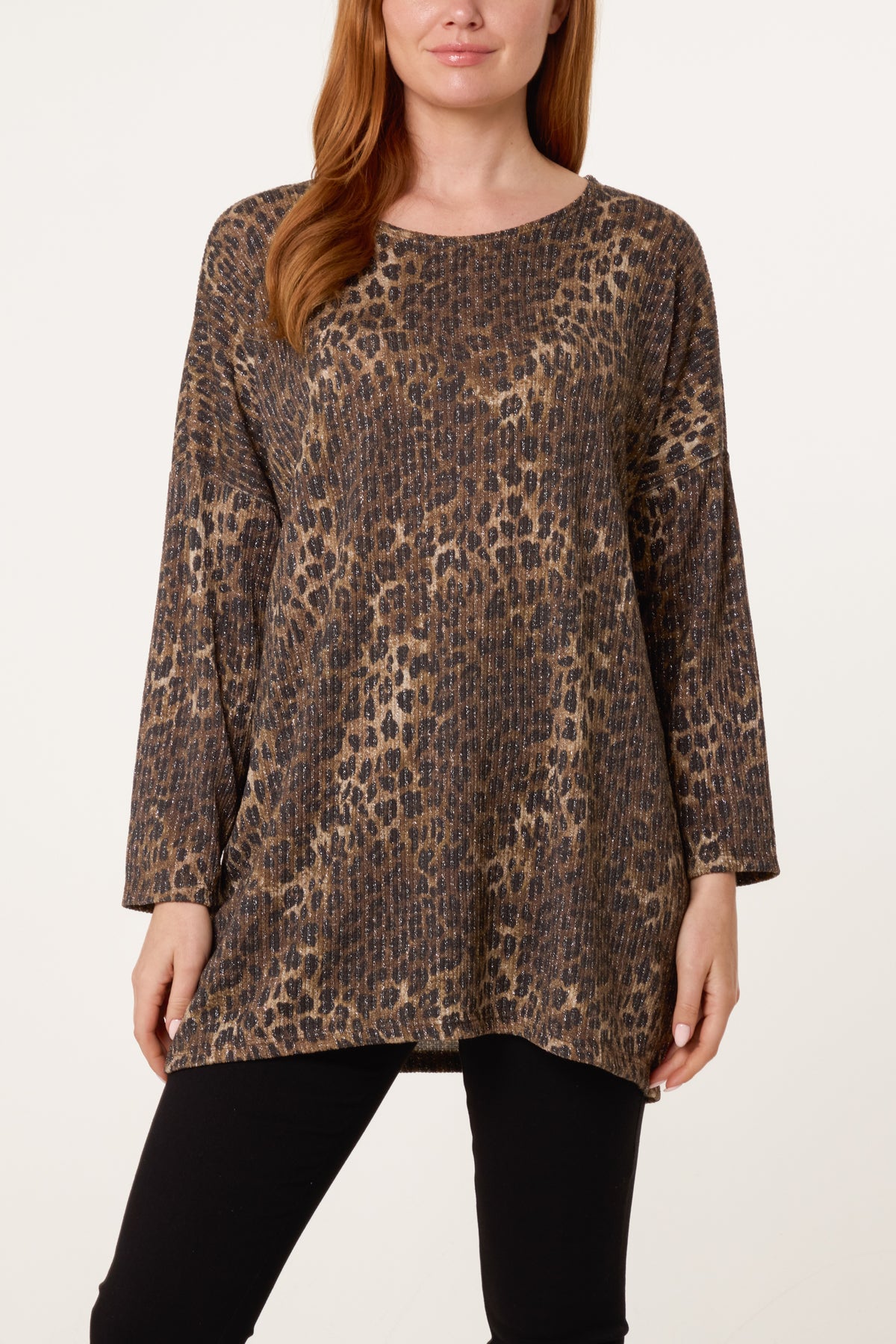 Animal Print Lurex Knitted Top