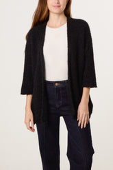 Fluffy Knit 3/4 Sleeve Cardigan
