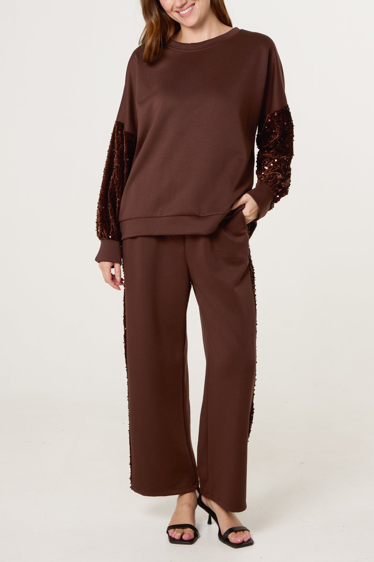 Sequin Velvet Sleeve Soft Touch Tracksuit