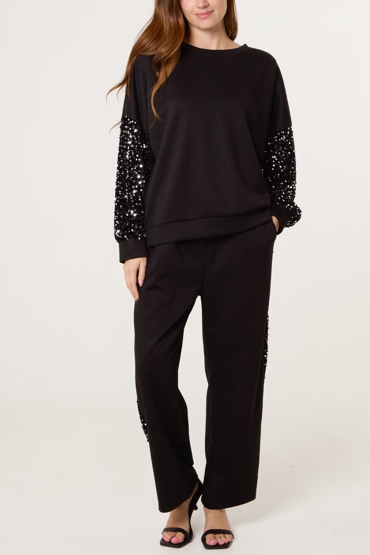 Sequin Velvet Sleeve Soft Touch Tracksuit